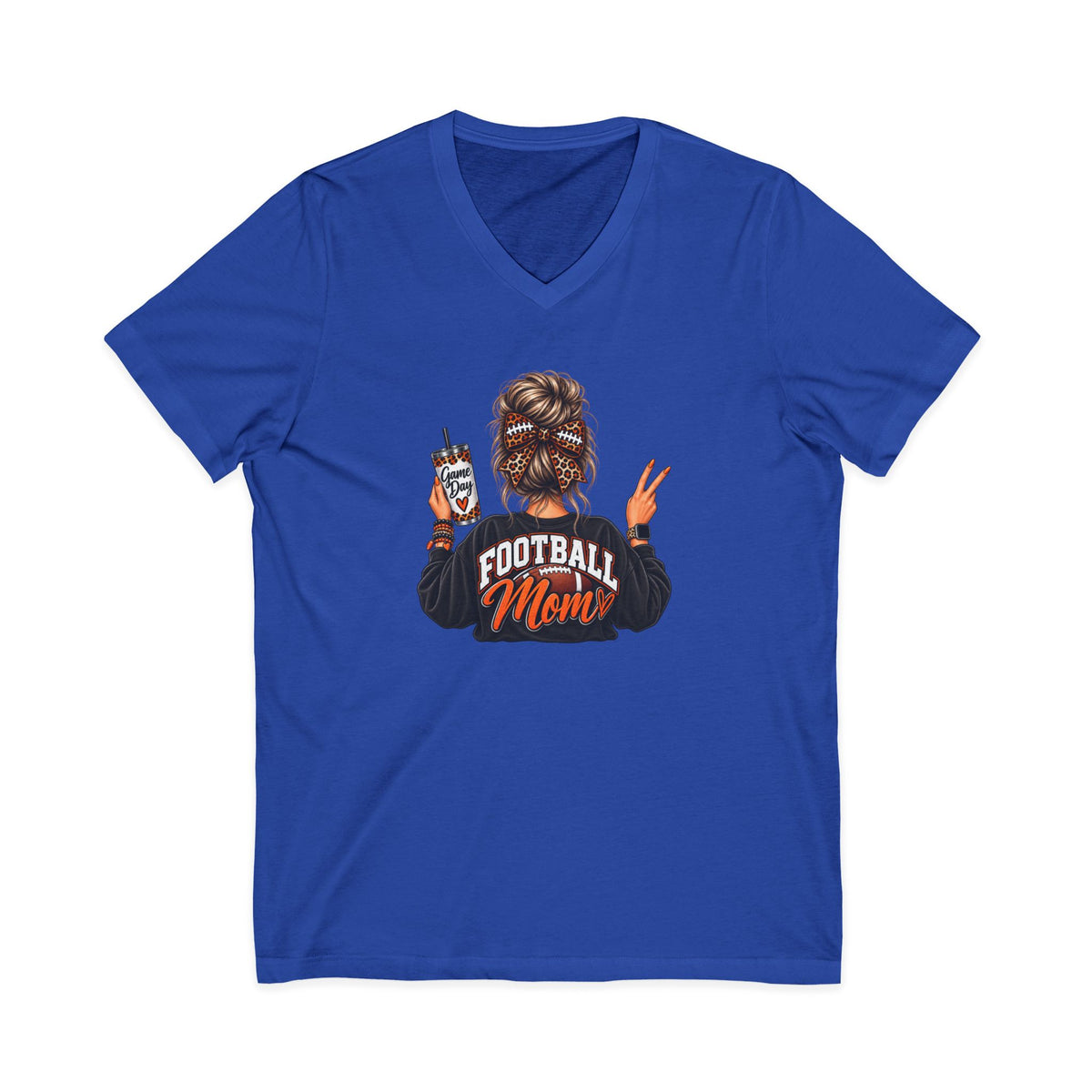 Football Mom V-Neck Tee — Graphic Mom Life Shirt