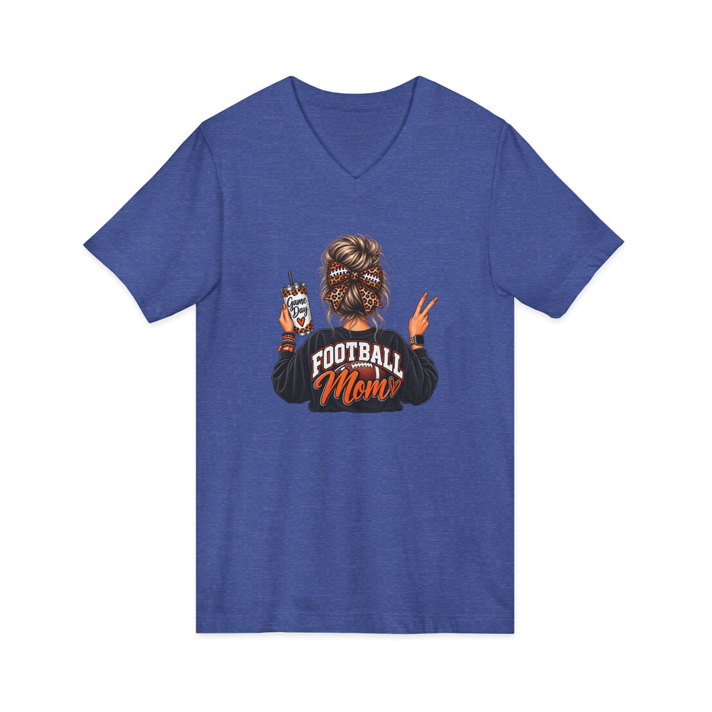 Football Mom V-Neck Tee — Graphic Mom Life Shirt