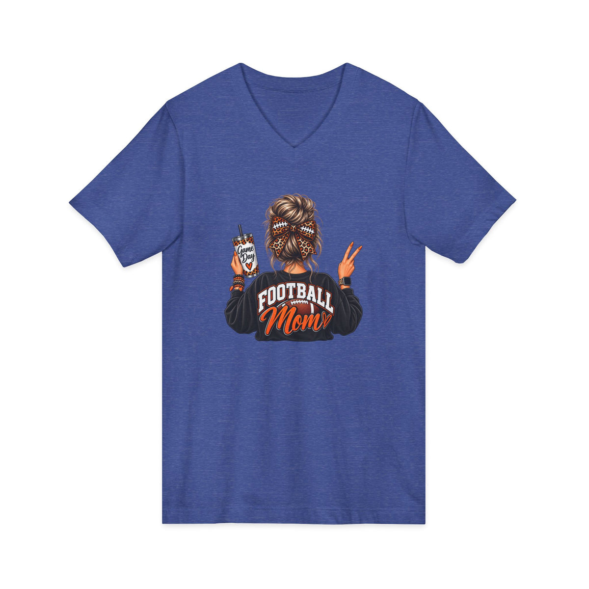 Football Mom V-Neck Tee — Graphic Mom Life Shirt