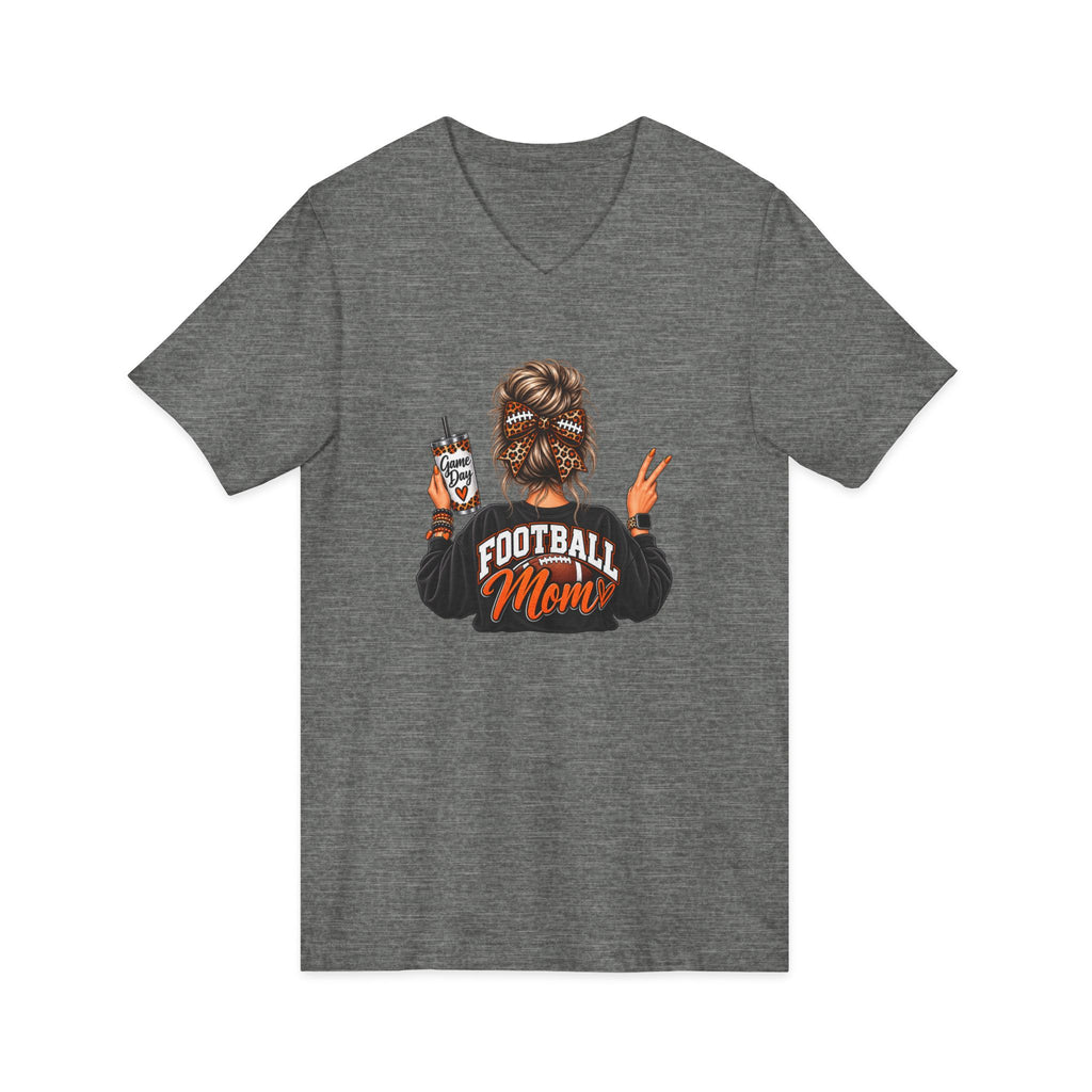 Football Mom V-Neck Tee — Graphic Mom Life Shirt