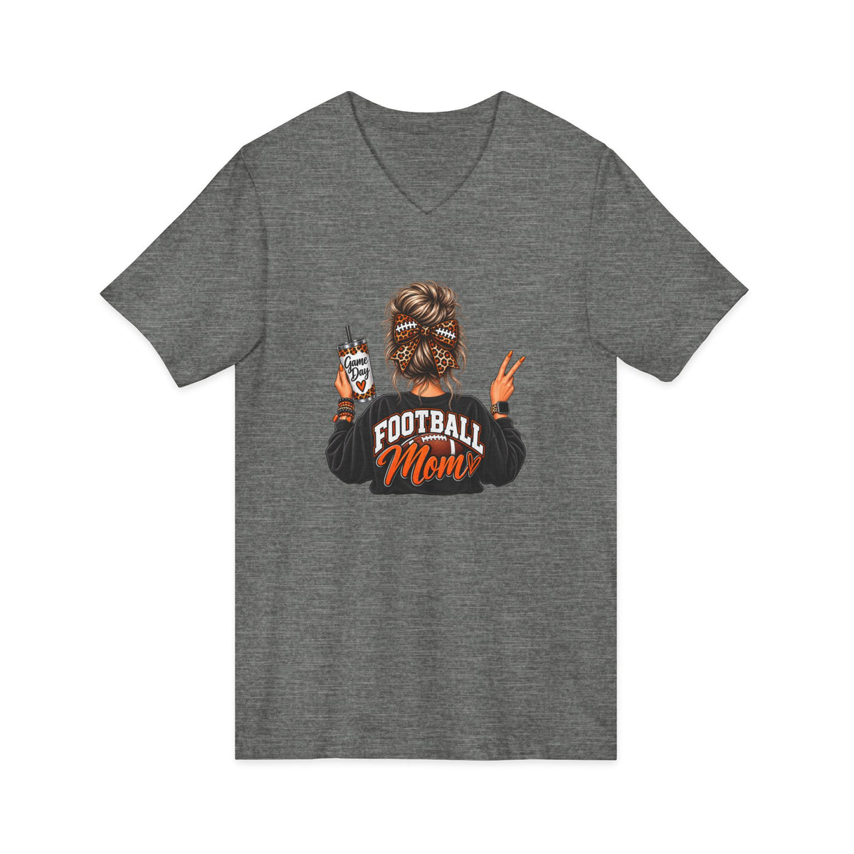 Football Mom V-Neck Tee — Graphic Mom Life Shirt