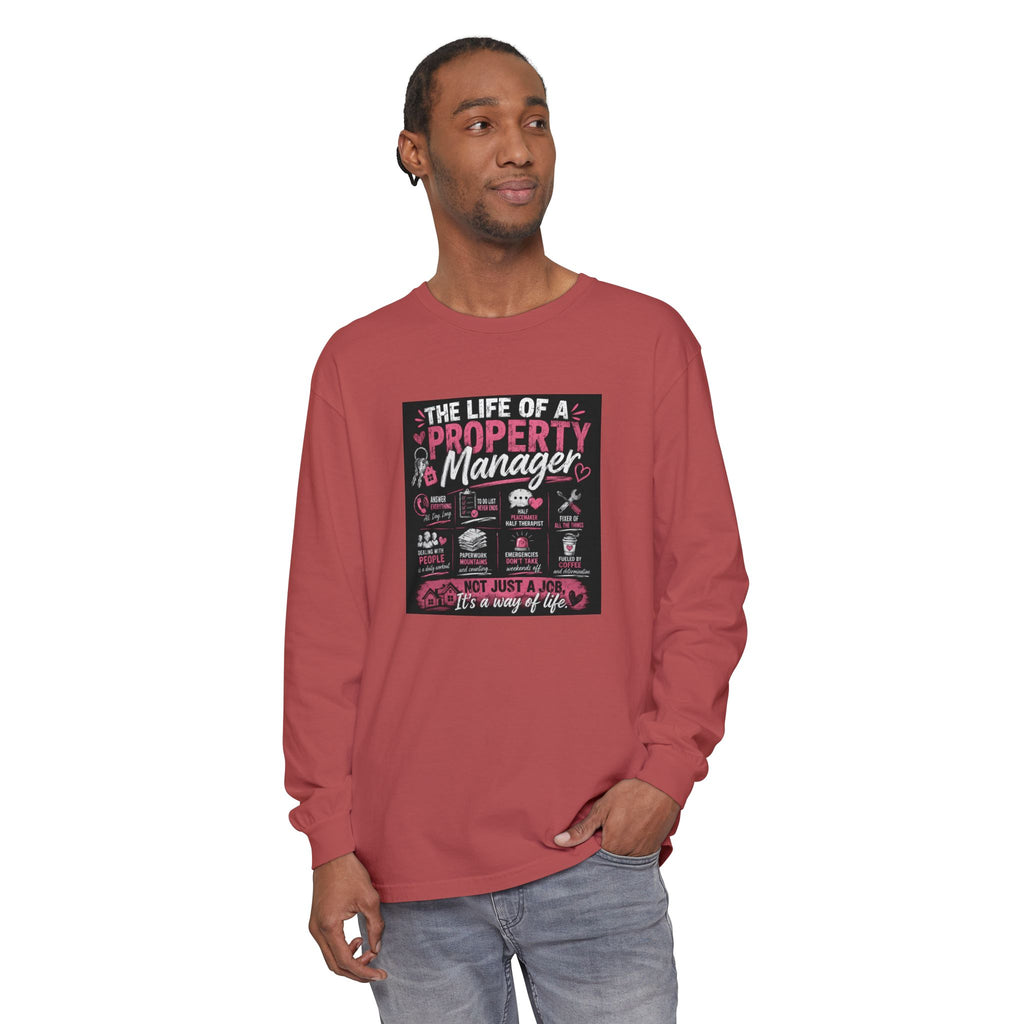 Property Manager Long Sleeve T‑Shirt — “The Life of a Property Manager” Graphic