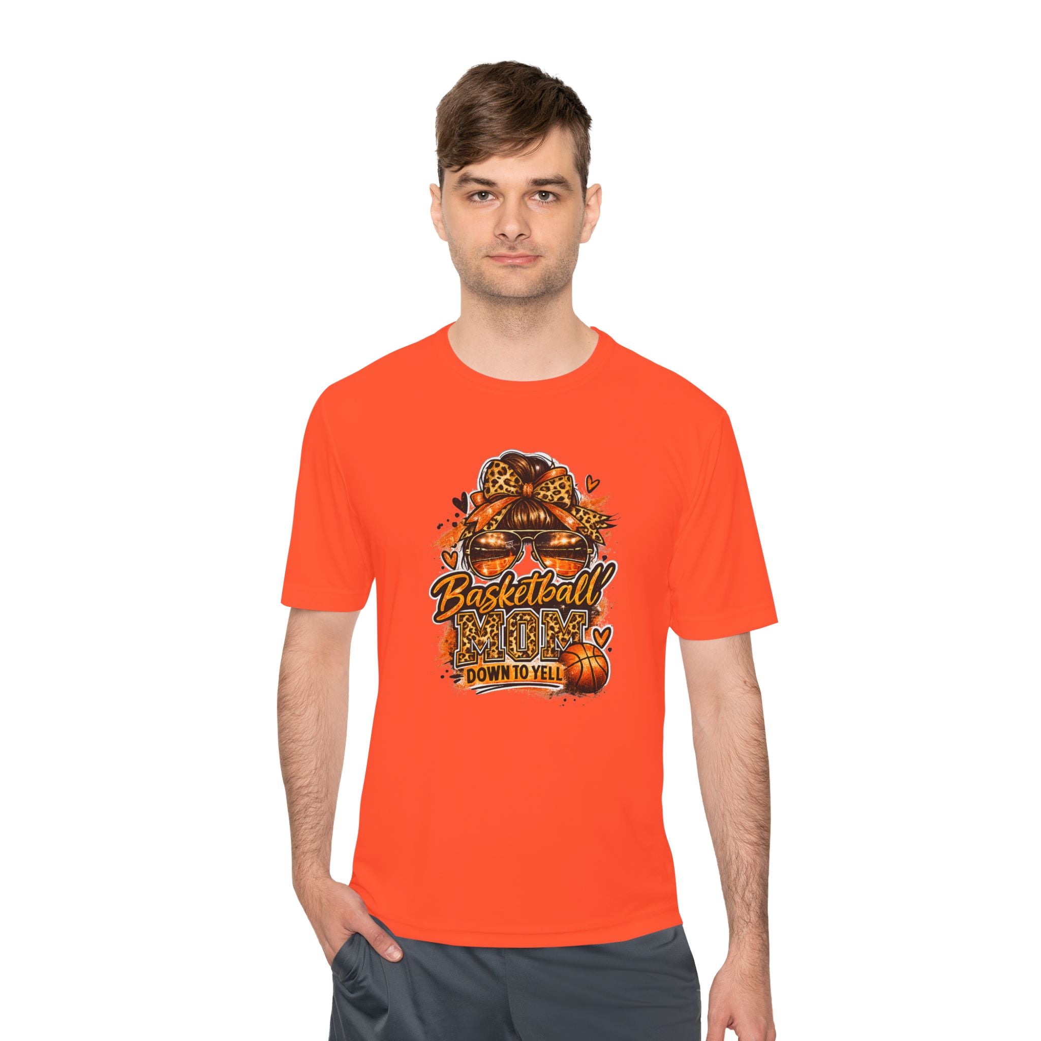Basketball Mom Fall Tee — "Down to Yell" Pumpkin & Leopard Graphic