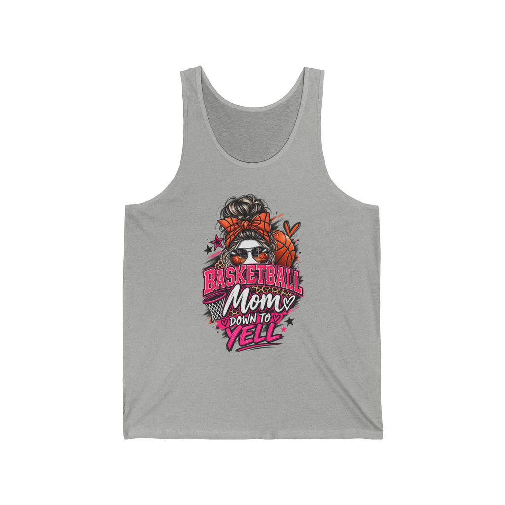 Basketball Mom Tank Top - "Down to Yell" Graphic Sleeveless Shirt