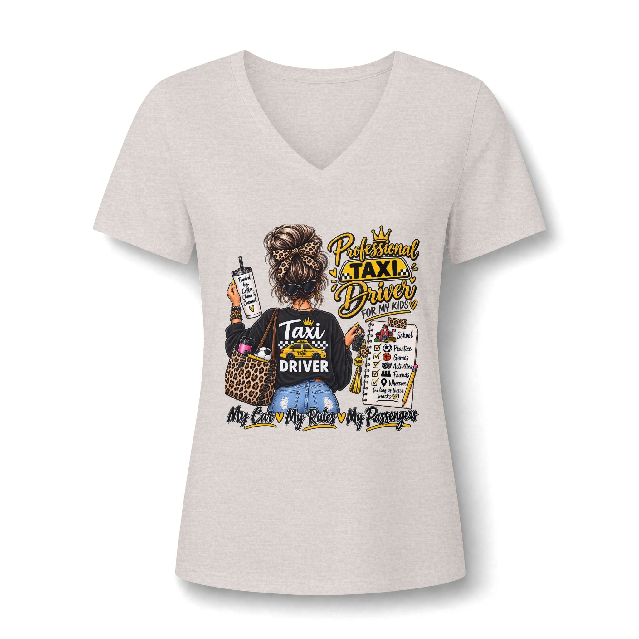 Women's Taxi Driver V-Neck Tee — 'Professional Taxi Driver' Graphic Shirt