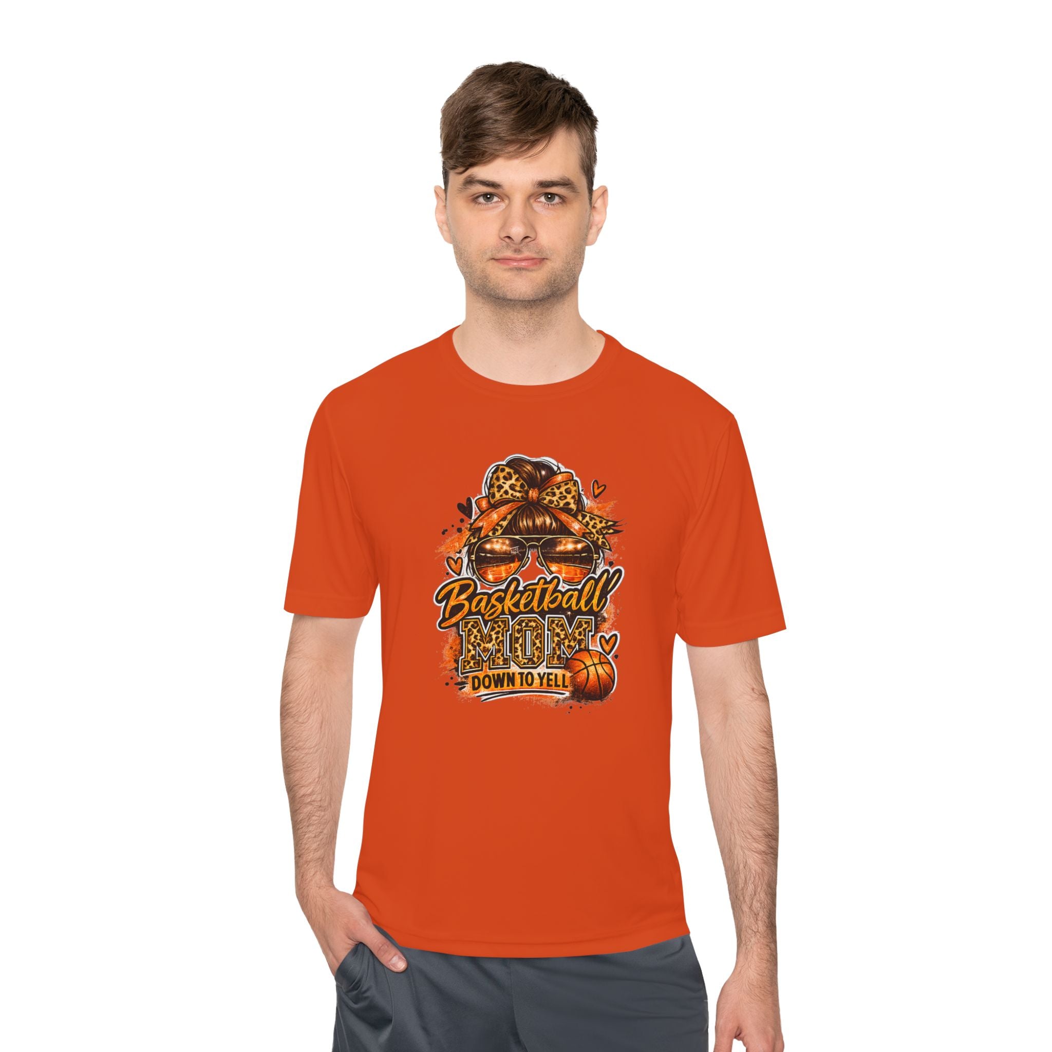 Basketball Mom Fall Tee — "Down to Yell" Pumpkin & Leopard Graphic
