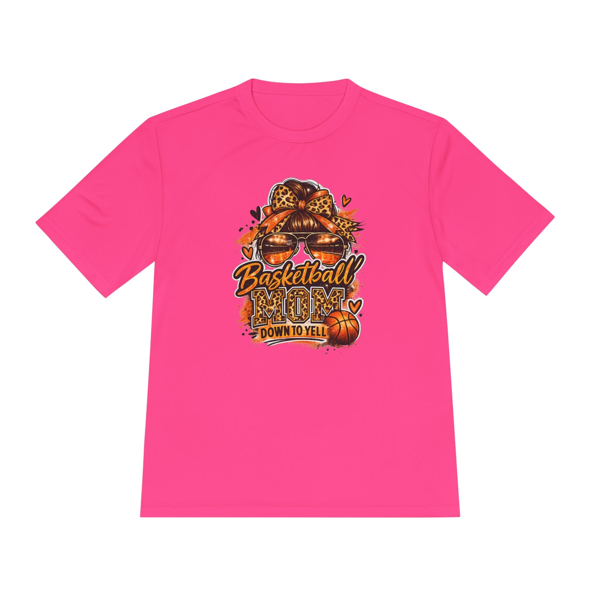 Basketball Mom Fall Tee — "Down to Yell" Pumpkin & Leopard Graphic