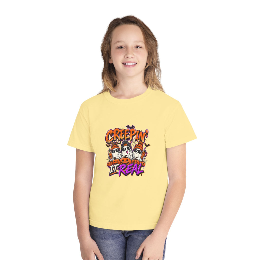 Kids' Halloween Tee - "Creepin' It Real" Ghosts Graphic