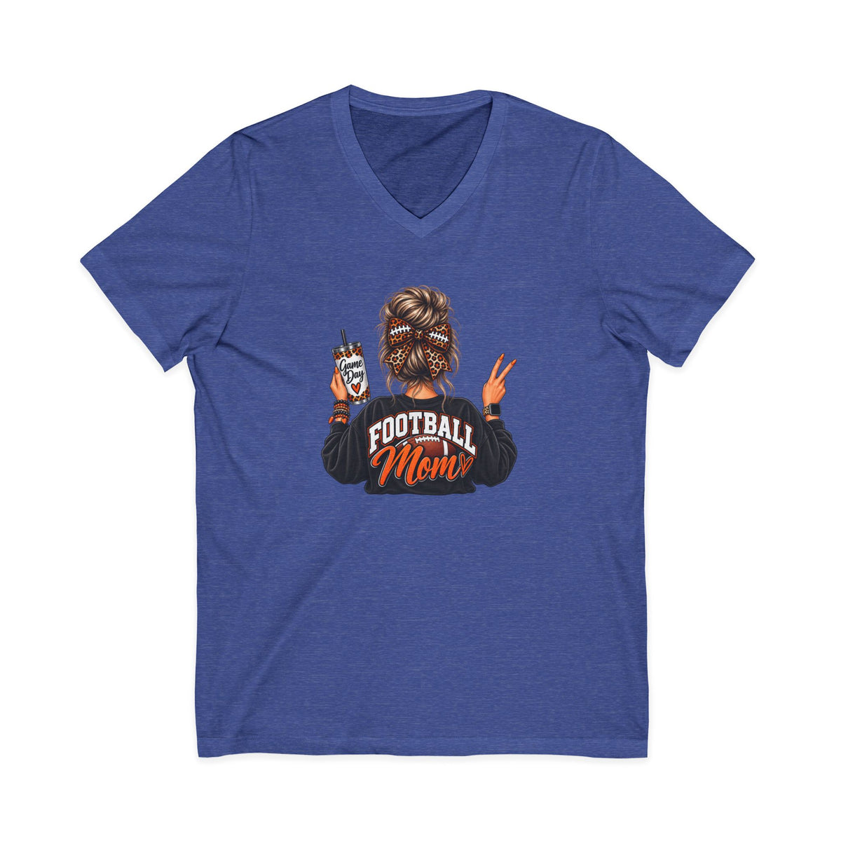 Football Mom V-Neck Tee — Graphic Mom Life Shirt