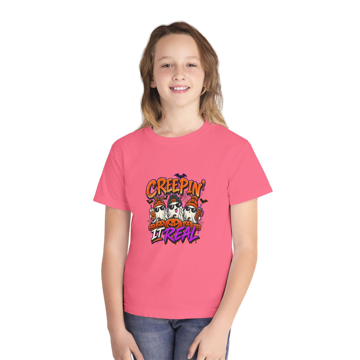 Kids' Halloween Tee - "Creepin' It Real" Ghosts Graphic