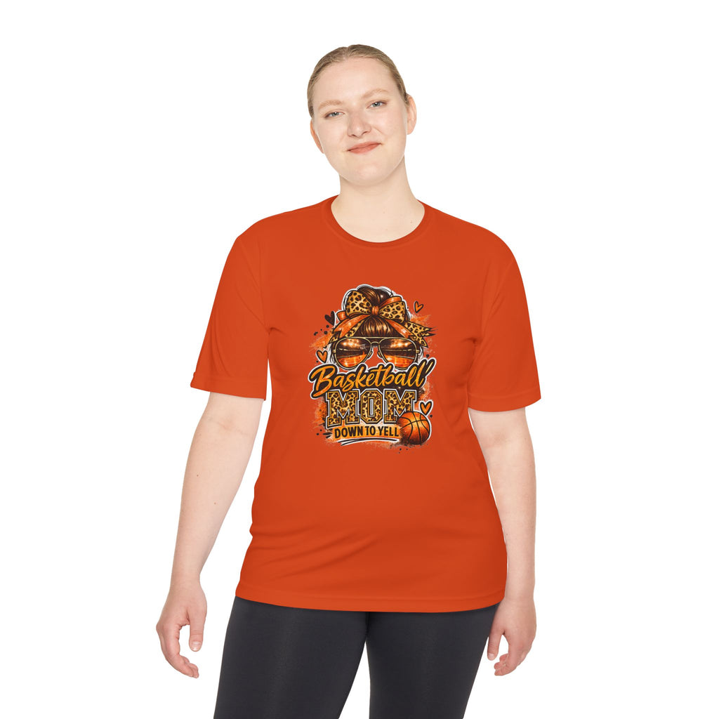Basketball Mom Fall Tee — "Down to Yell" Pumpkin & Leopard Graphic