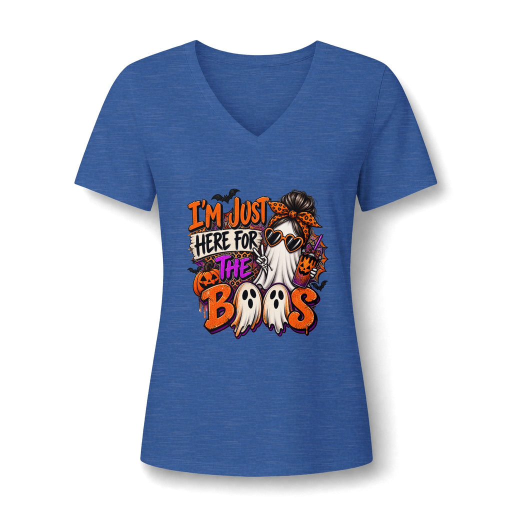 Halloween Ghost Tee - "I'm Just Here for the Boos" V-Neck