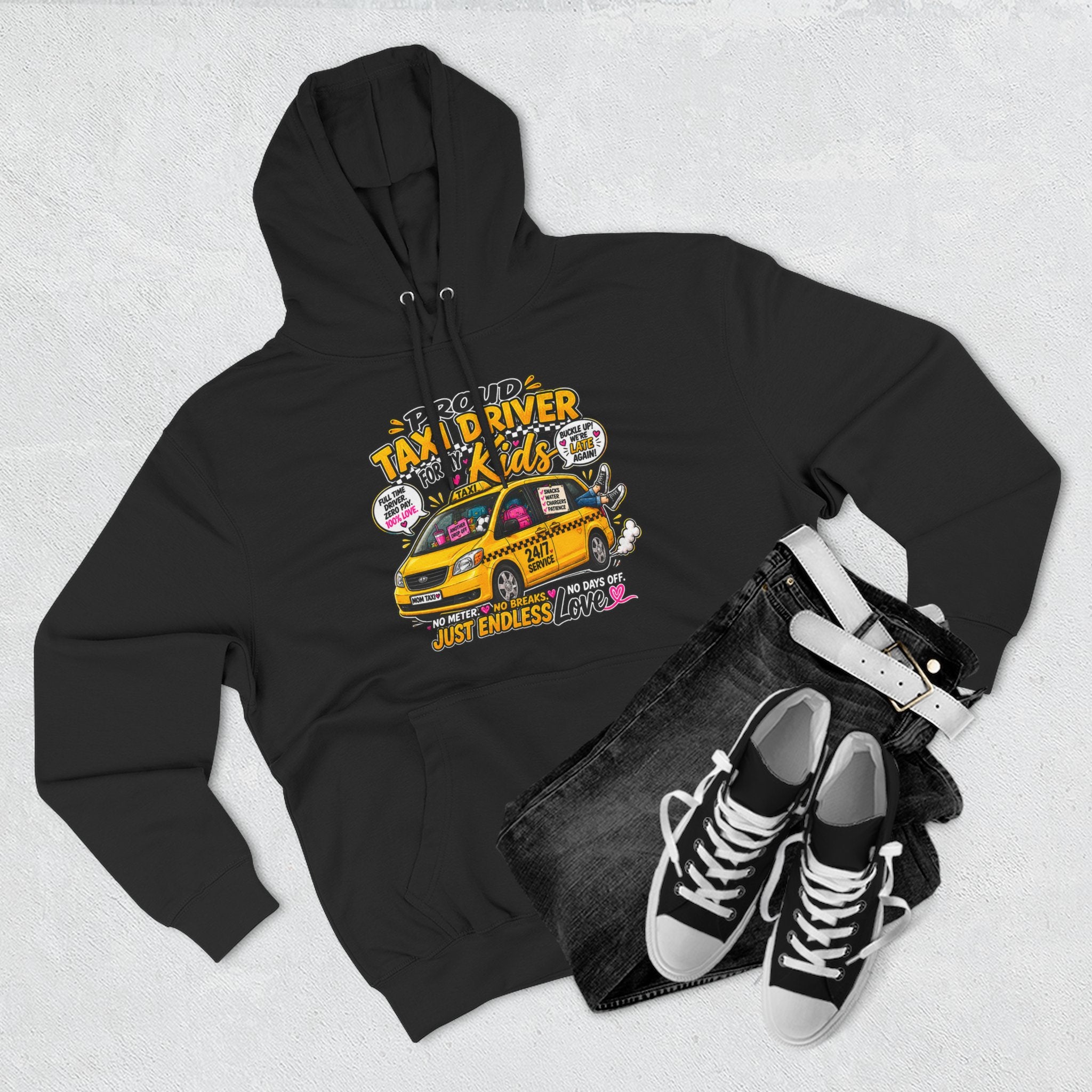 Taxi Driver Kids Hoodie — Cute Yellow Cab Graphic Pullover (Just Endless Love)