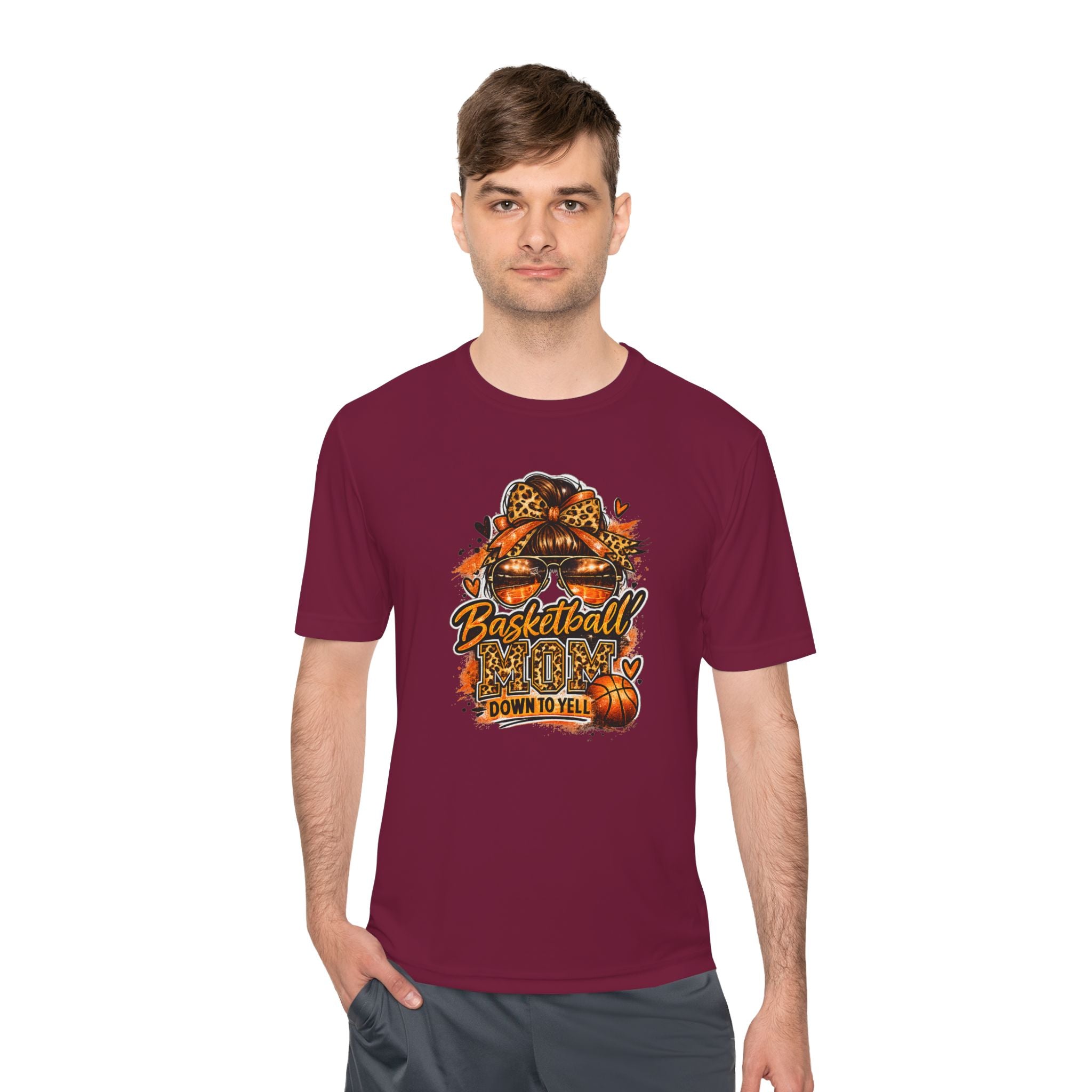 Basketball Mom Fall Tee — "Down to Yell" Pumpkin & Leopard Graphic