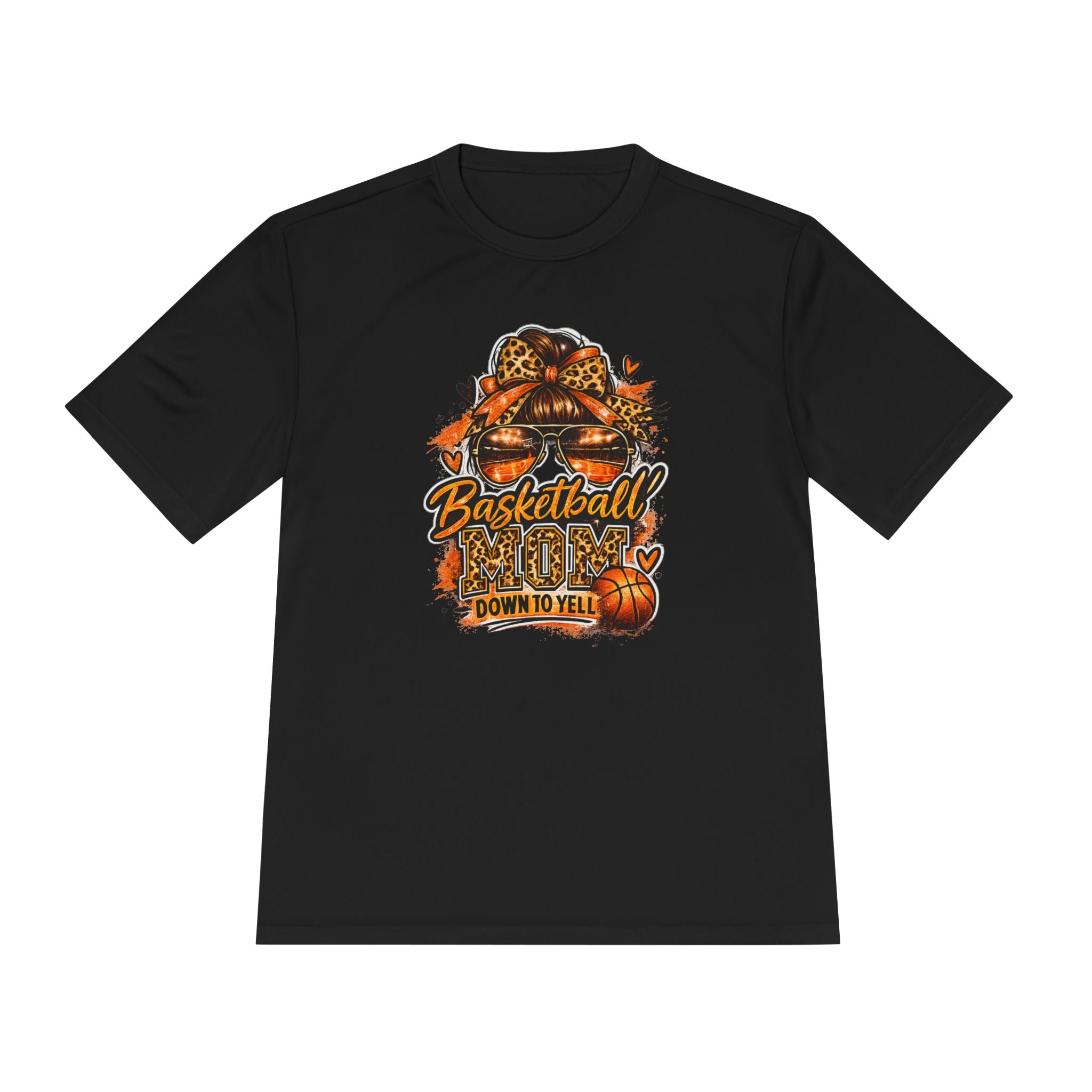 Basketball Mom Fall Tee — "Down to Yell" Pumpkin & Leopard Graphic