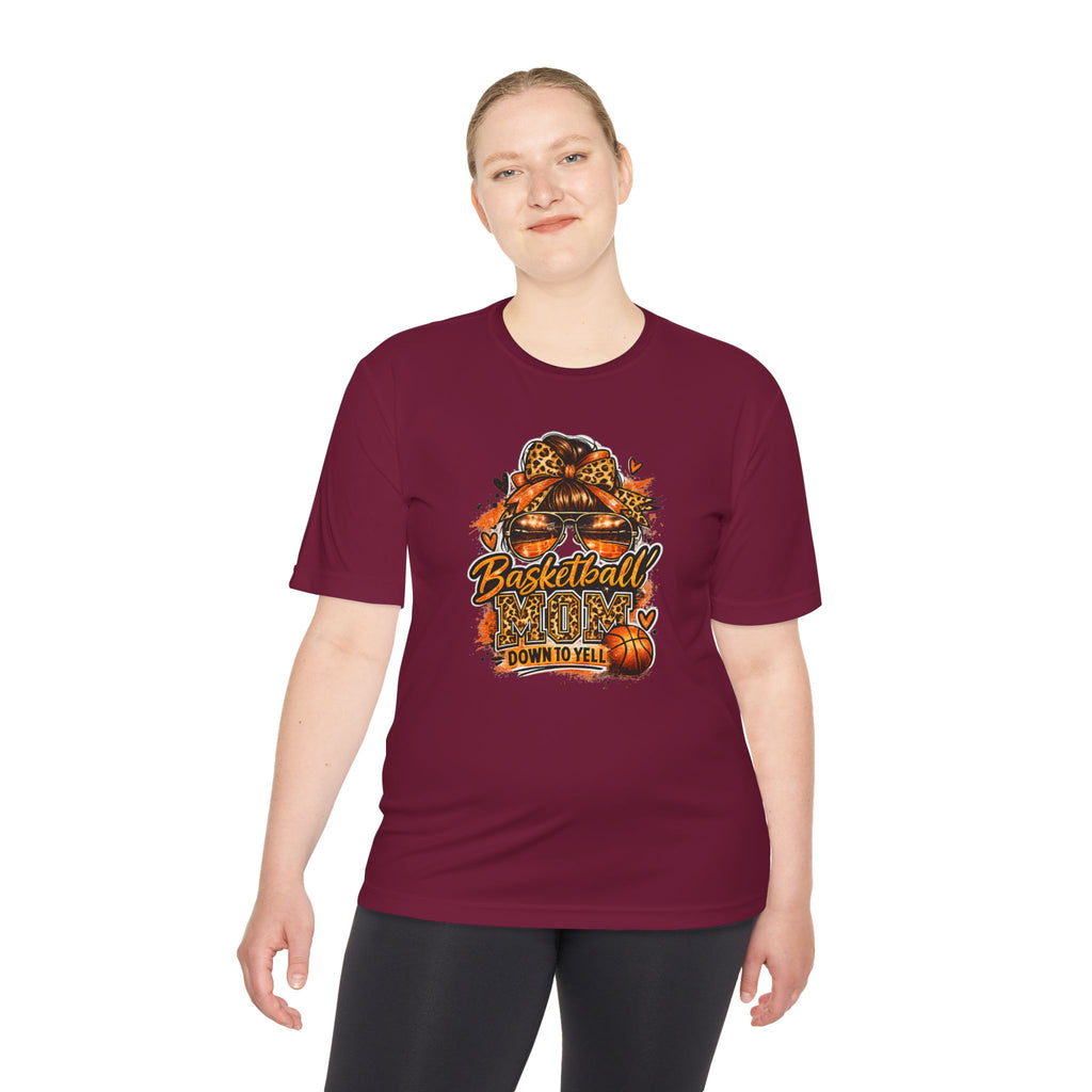 Basketball Mom Fall Tee — "Down to Yell" Pumpkin & Leopard Graphic