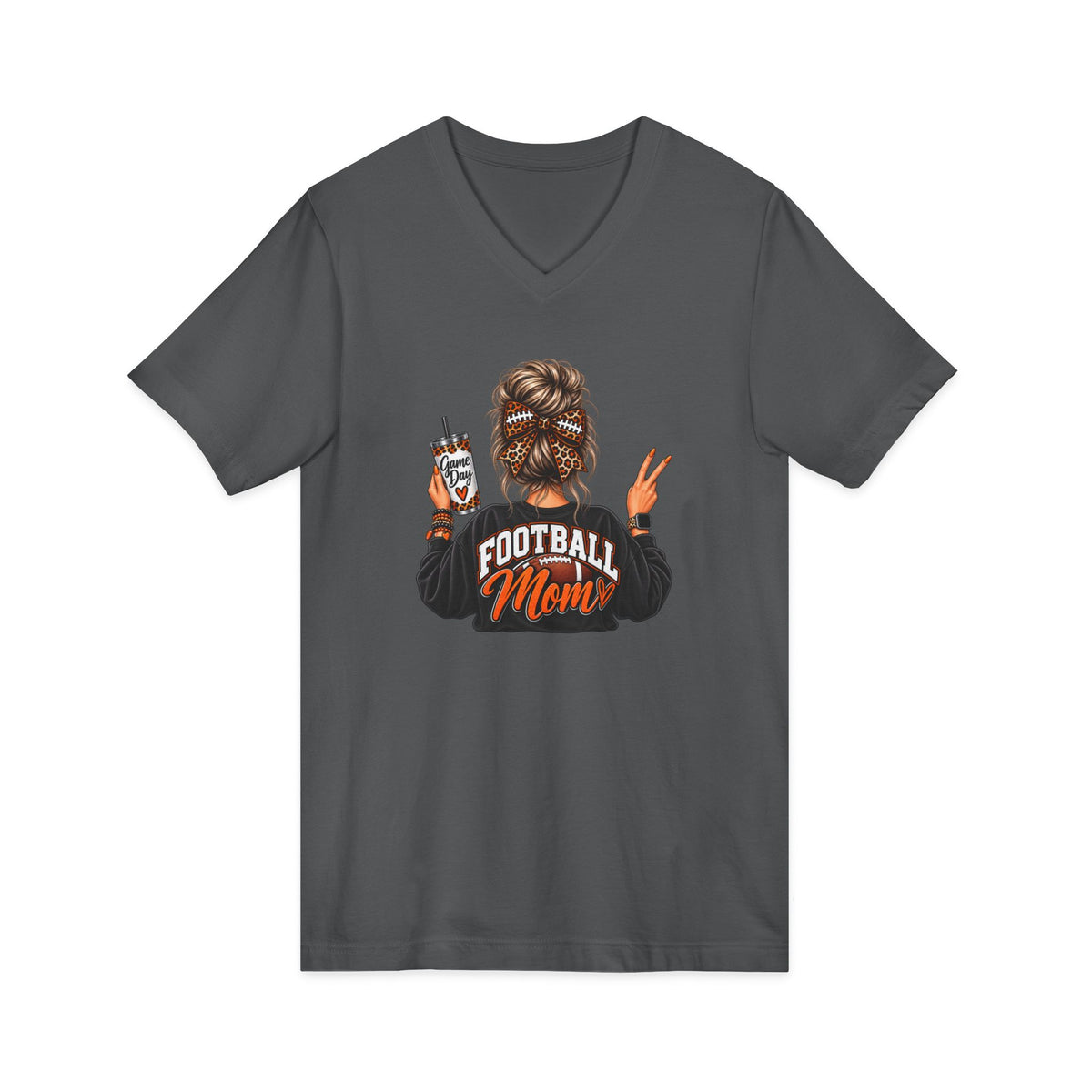 Football Mom V-Neck Tee — Graphic Mom Life Shirt