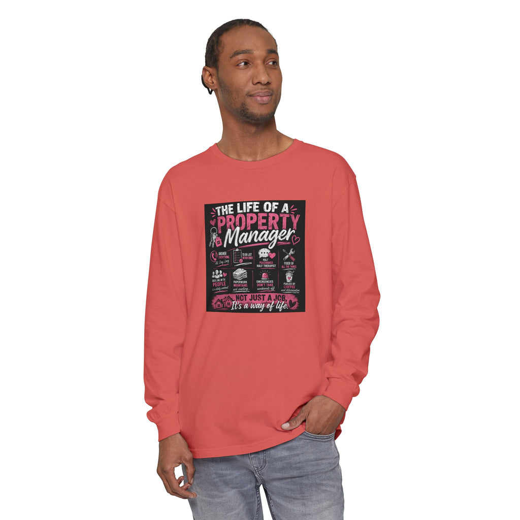 Property Manager Long Sleeve T‑Shirt — “The Life of a Property Manager” Graphic