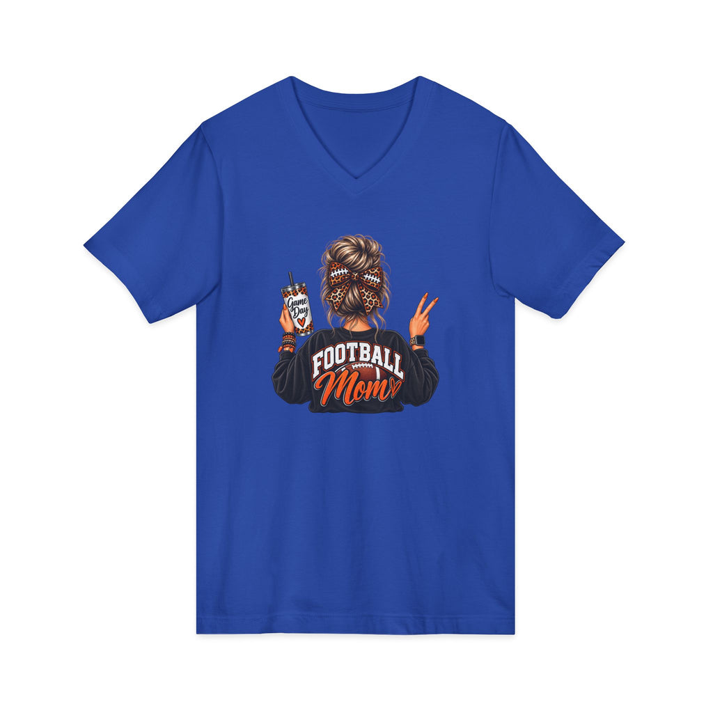 Football Mom V-Neck Tee — Graphic Mom Life Shirt