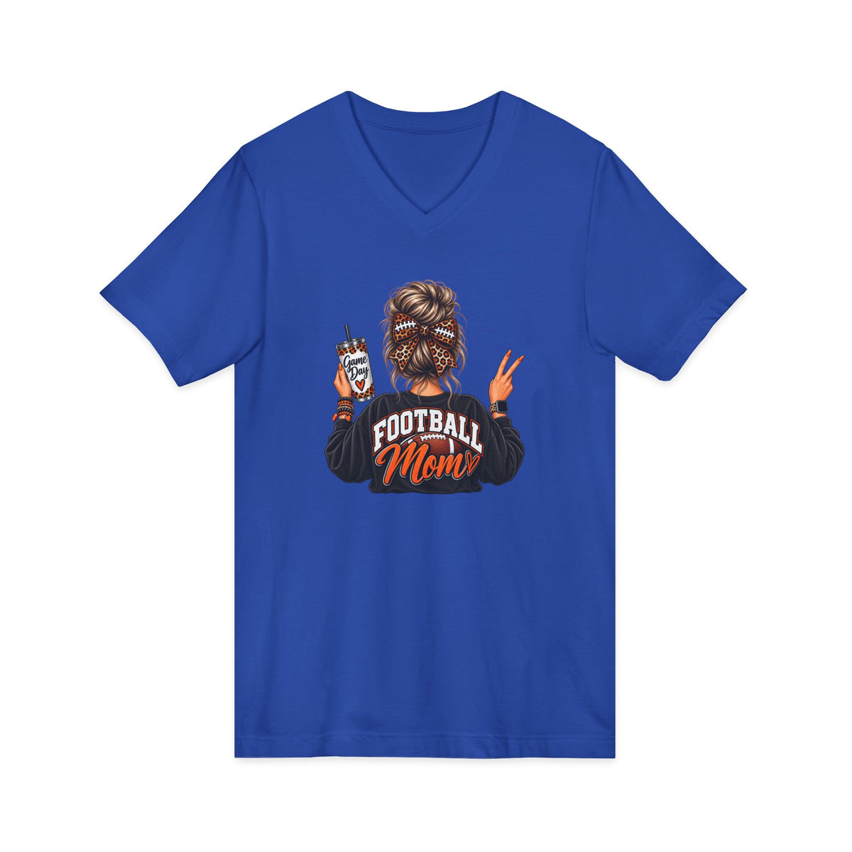 Football Mom V-Neck Tee — Graphic Mom Life Shirt