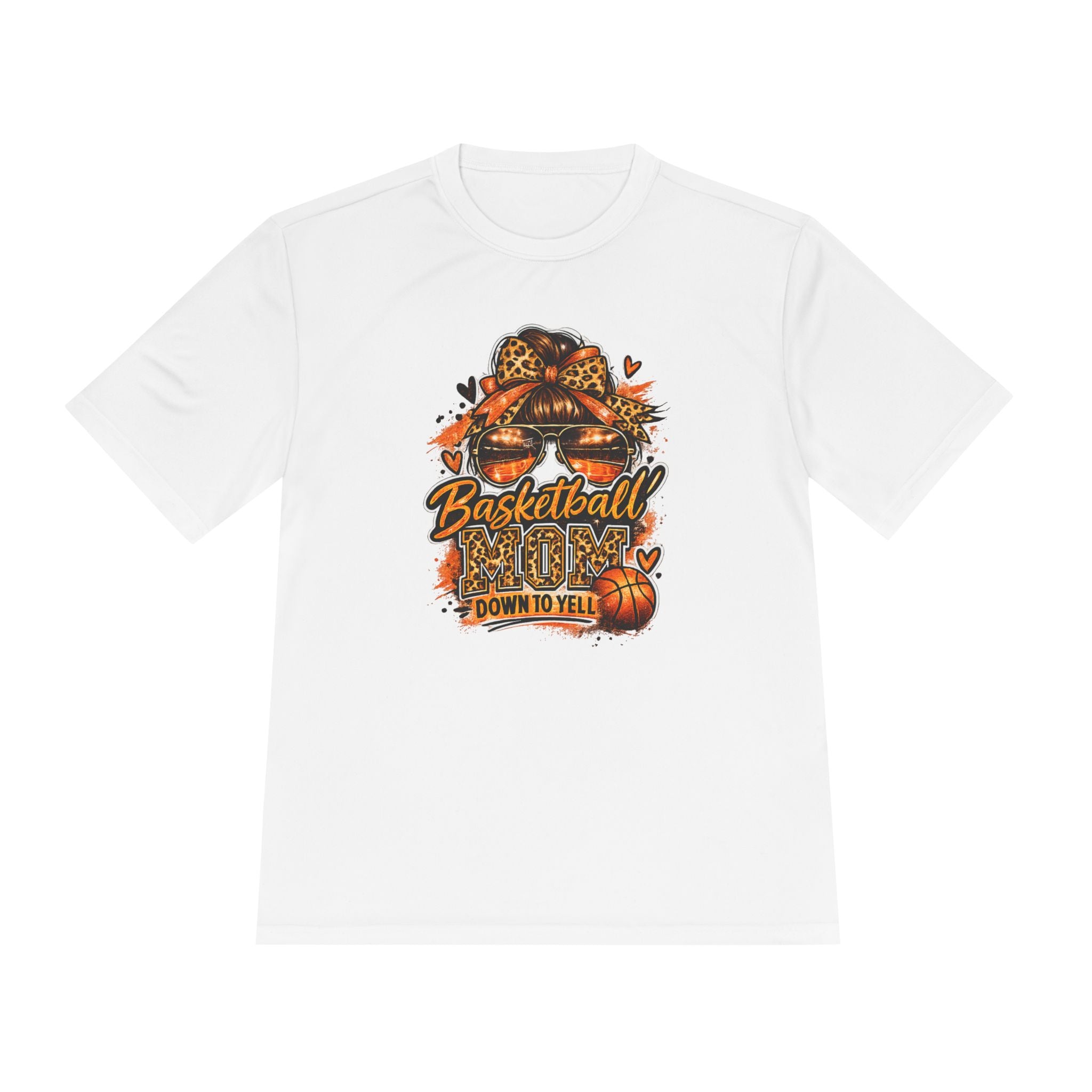 Basketball Mom Fall Tee — "Down to Yell" Pumpkin & Leopard Graphic