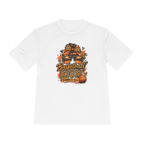 Basketball Mom Fall Tee — "Down to Yell" Pumpkin & Leopard Graphic