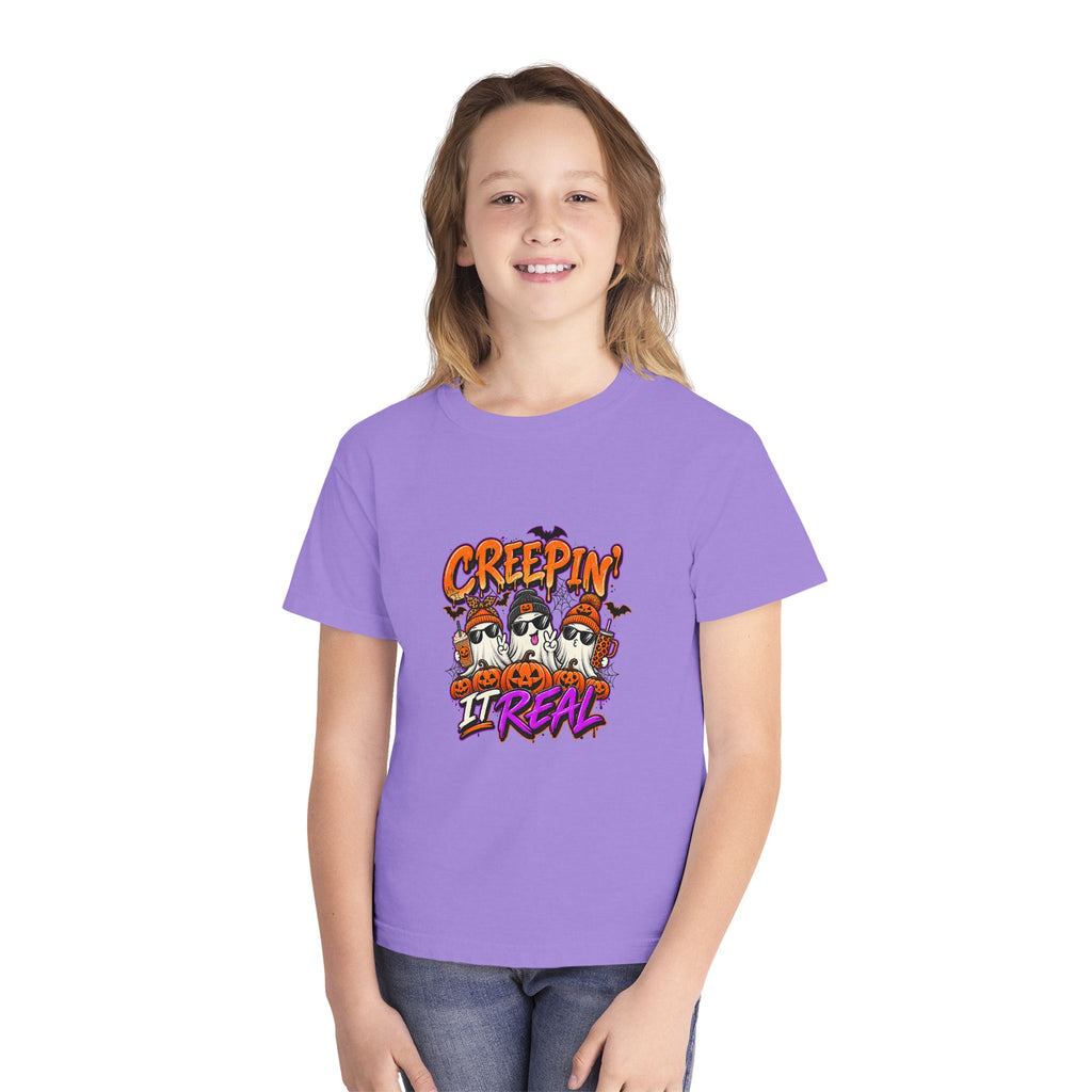 Kids' Halloween Tee - "Creepin' It Real" Ghosts Graphic