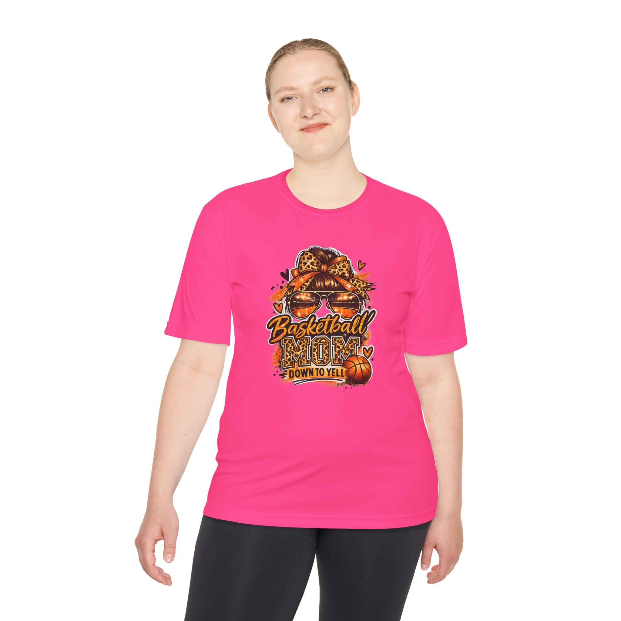 Basketball Mom Fall Tee — "Down to Yell" Pumpkin & Leopard Graphic