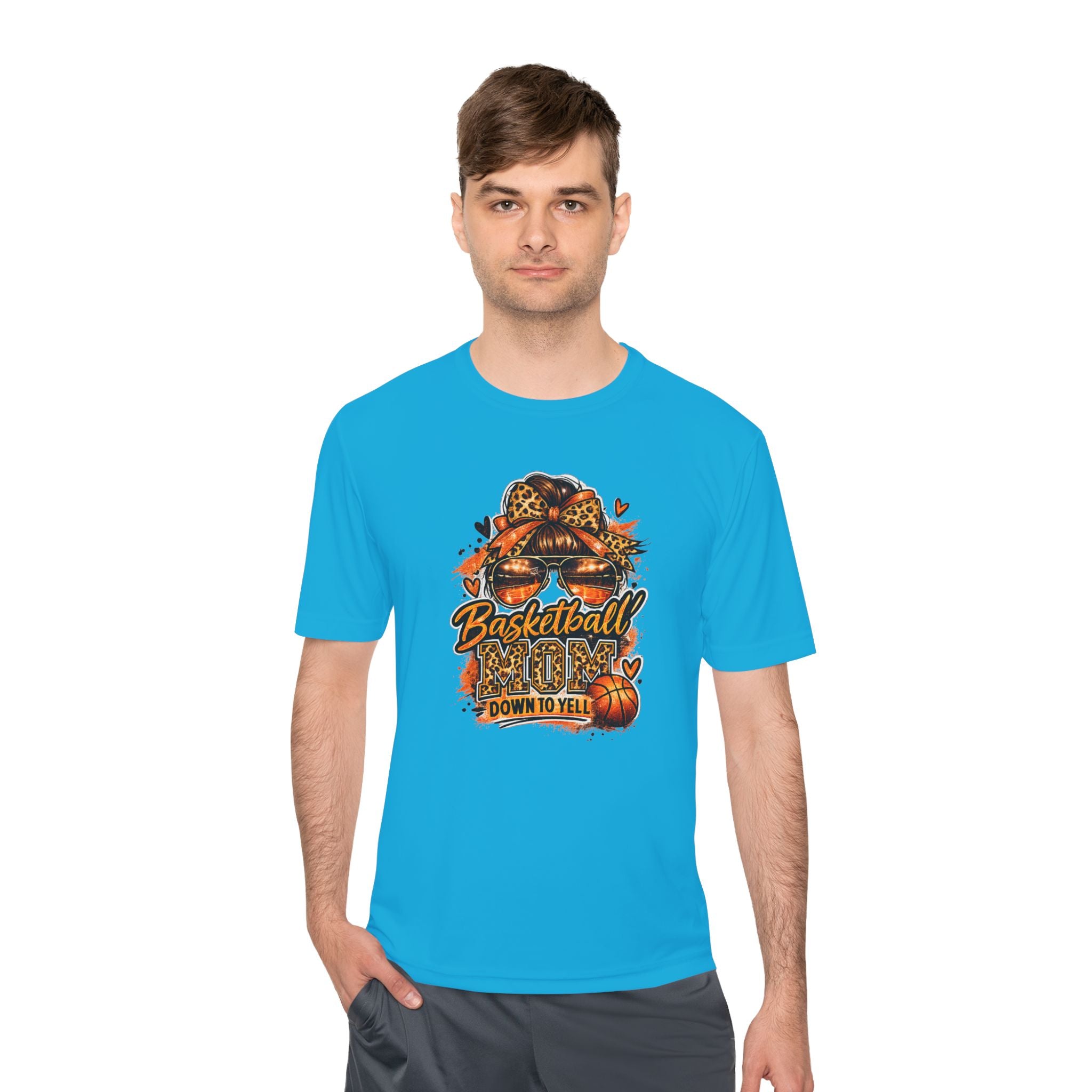 Basketball Mom Fall Tee — "Down to Yell" Pumpkin & Leopard Graphic