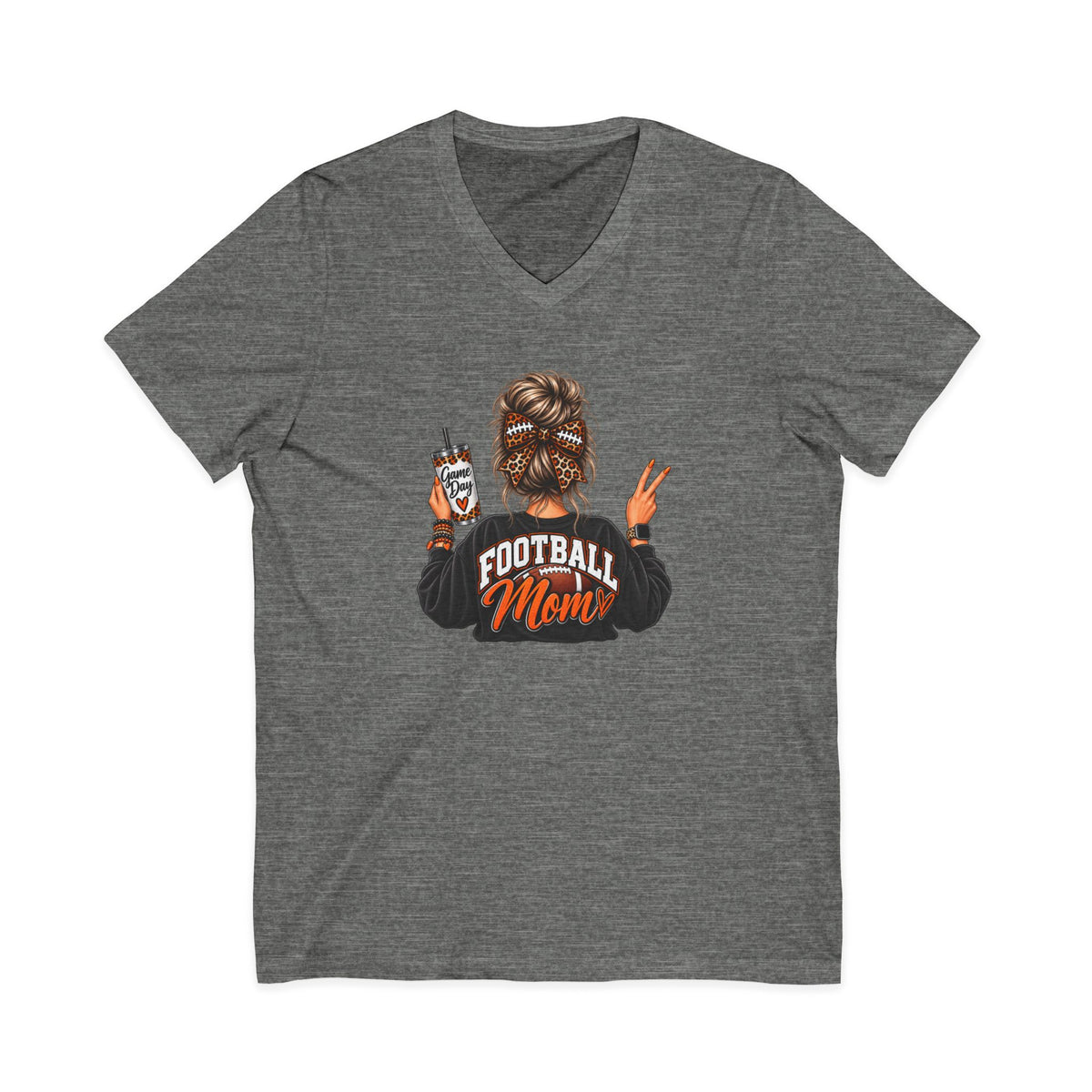 Football Mom V-Neck Tee — Graphic Mom Life Shirt