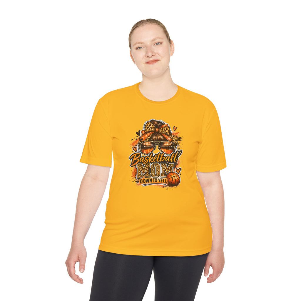 Basketball Mom Fall Tee — "Down to Yell" Pumpkin & Leopard Graphic