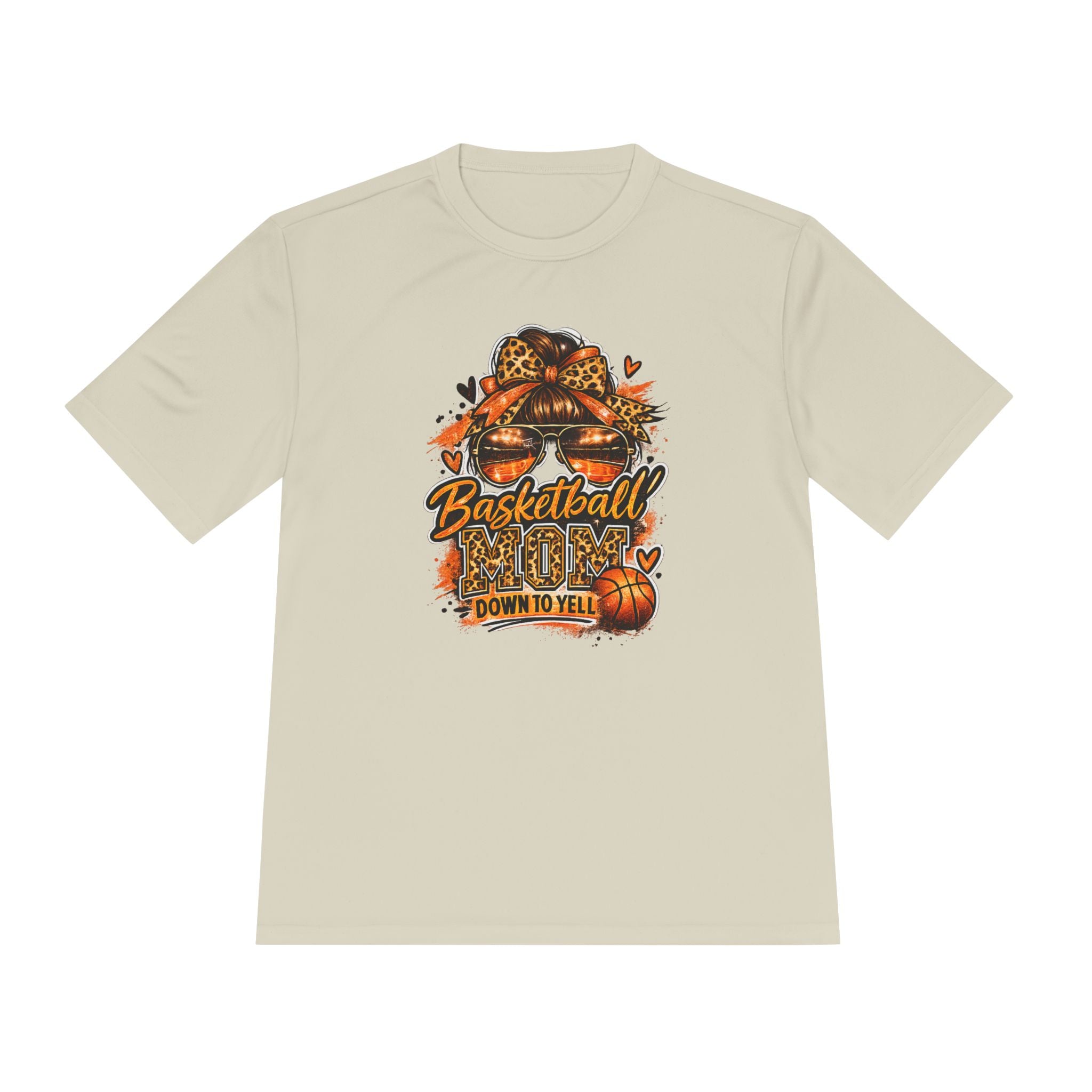 Basketball Mom Fall Tee — "Down to Yell" Pumpkin & Leopard Graphic
