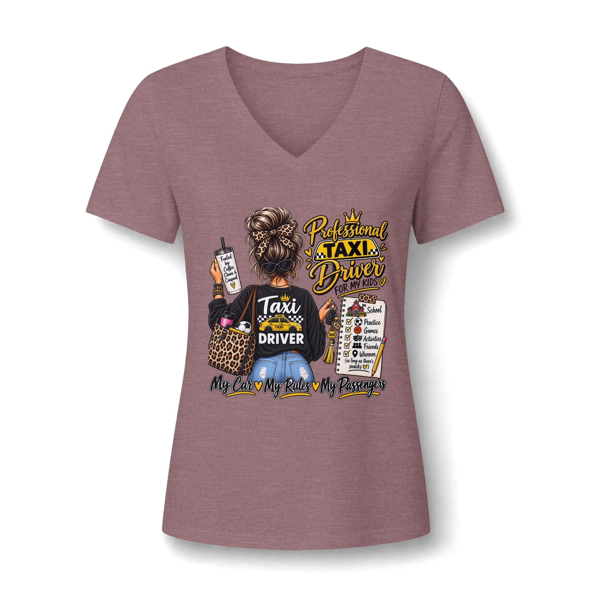 Women's Taxi Driver V-Neck Tee — 'Professional Taxi Driver' Graphic Shirt