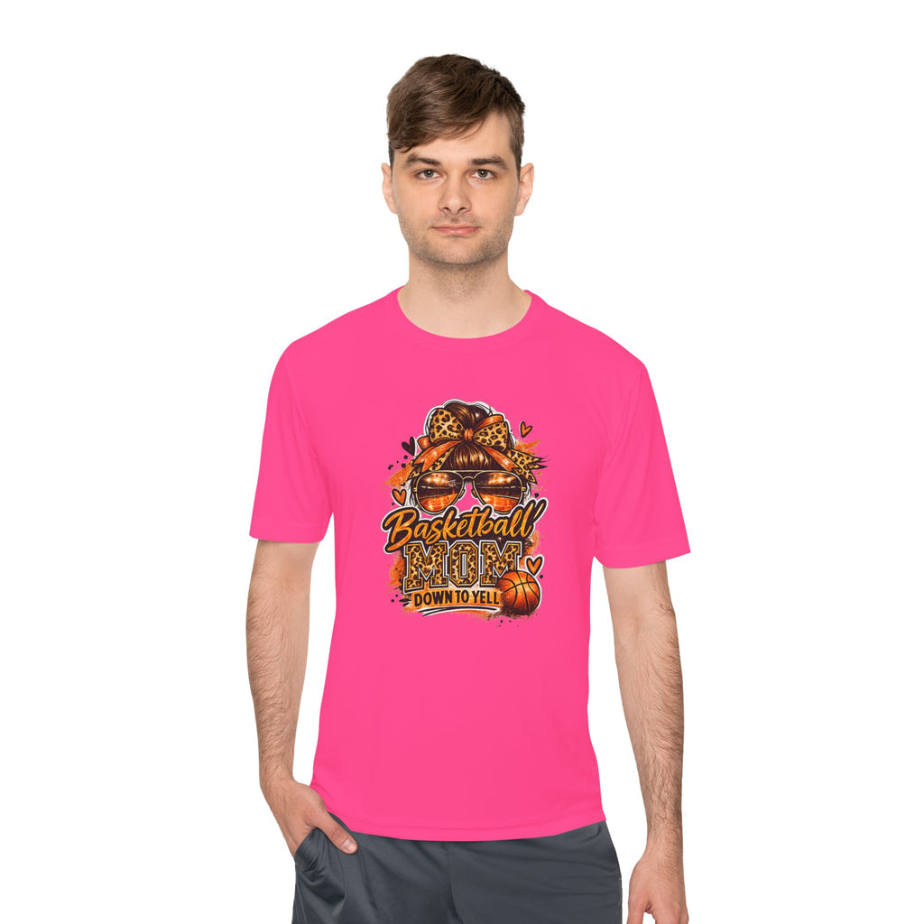 Basketball Mom Fall Tee — "Down to Yell" Pumpkin & Leopard Graphic