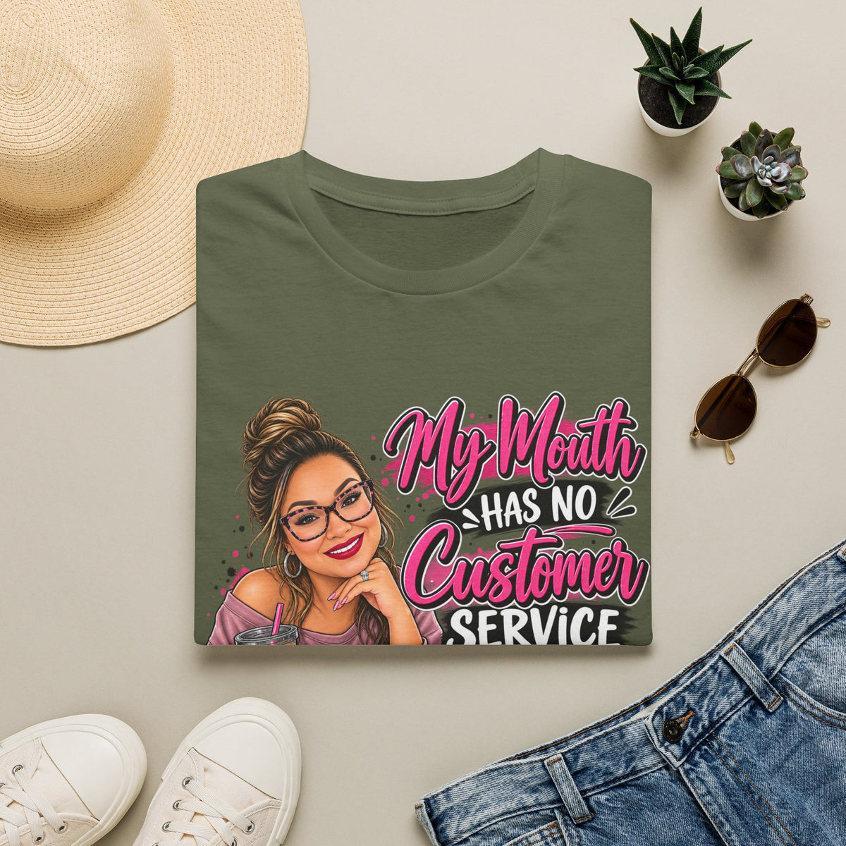 T-Shirt — "My Mouth Has No Customer Service" Sassy Graphic Tee