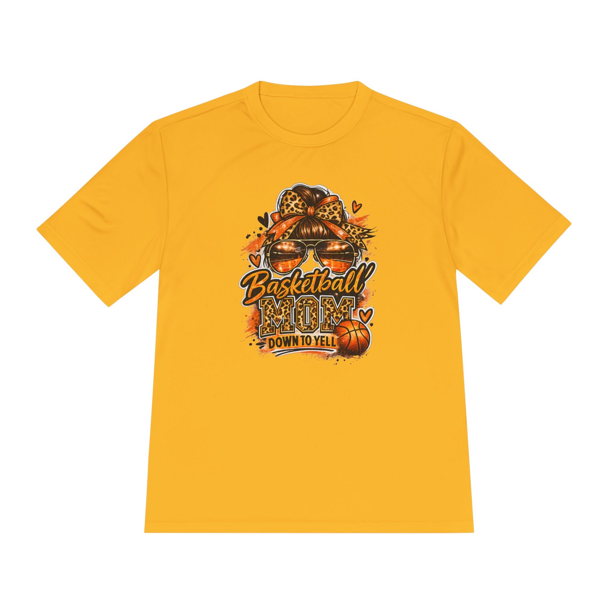 Basketball Mom Fall Tee — "Down to Yell" Pumpkin & Leopard Graphic