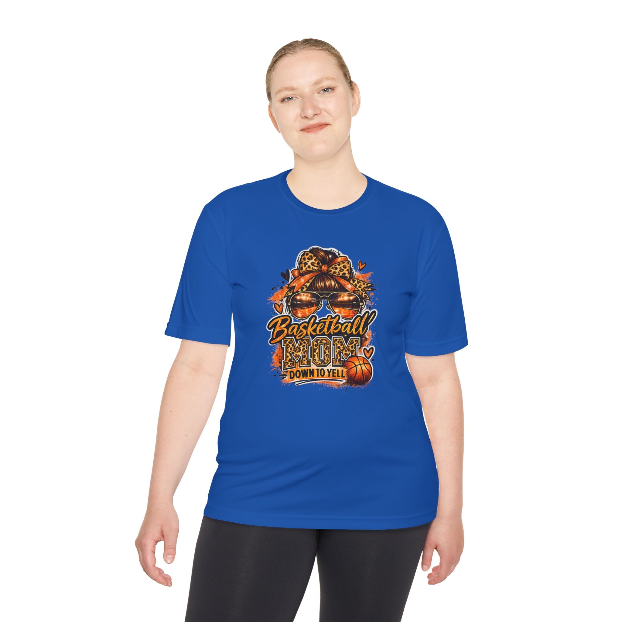 Basketball Mom Fall Tee — "Down to Yell" Pumpkin & Leopard Graphic