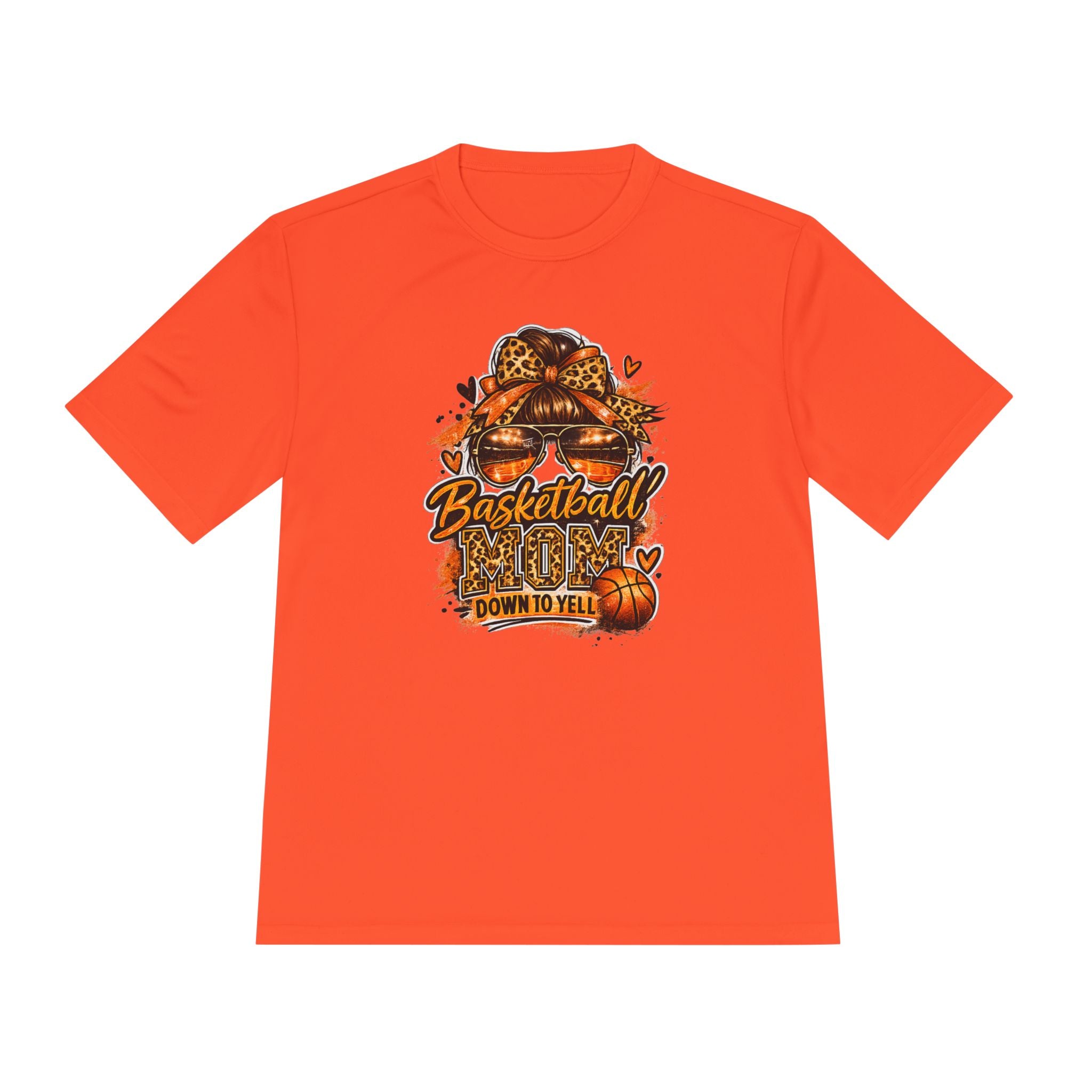 Basketball Mom Fall Tee — "Down to Yell" Pumpkin & Leopard Graphic