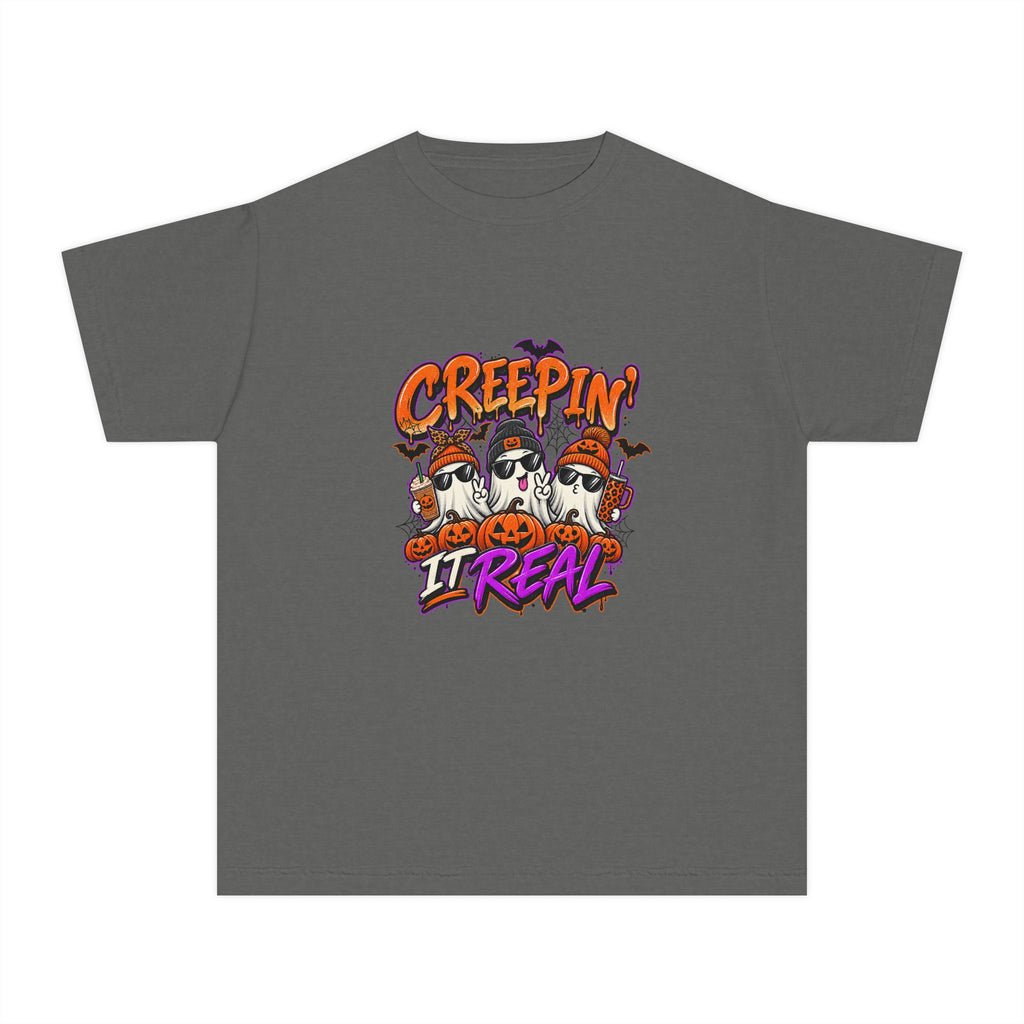 Kids' Halloween Tee - "Creepin' It Real" Ghosts Graphic