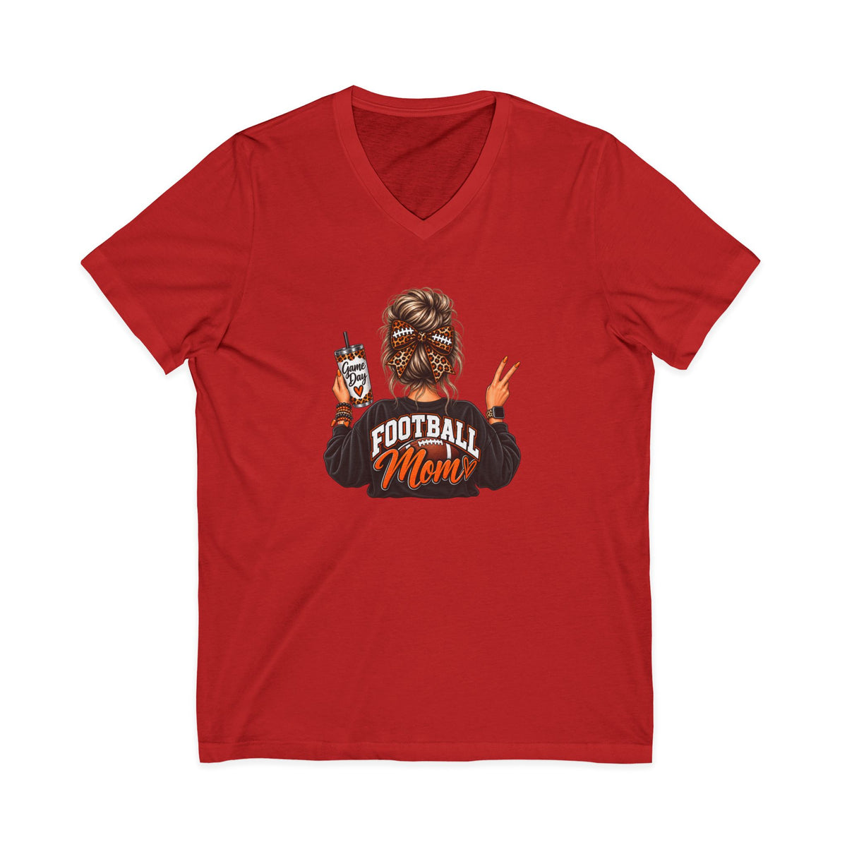Football Mom V-Neck Tee — Graphic Mom Life Shirt