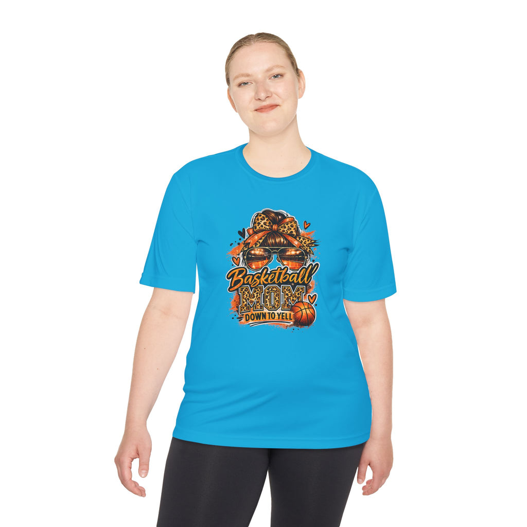 Basketball Mom Fall Tee — "Down to Yell" Pumpkin & Leopard Graphic
