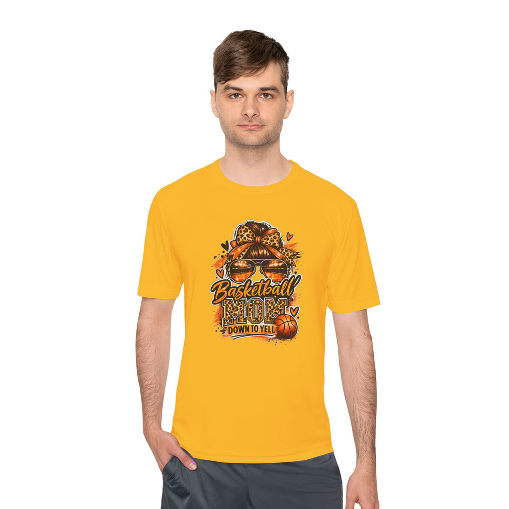 Basketball Mom Fall Tee — "Down to Yell" Pumpkin & Leopard Graphic