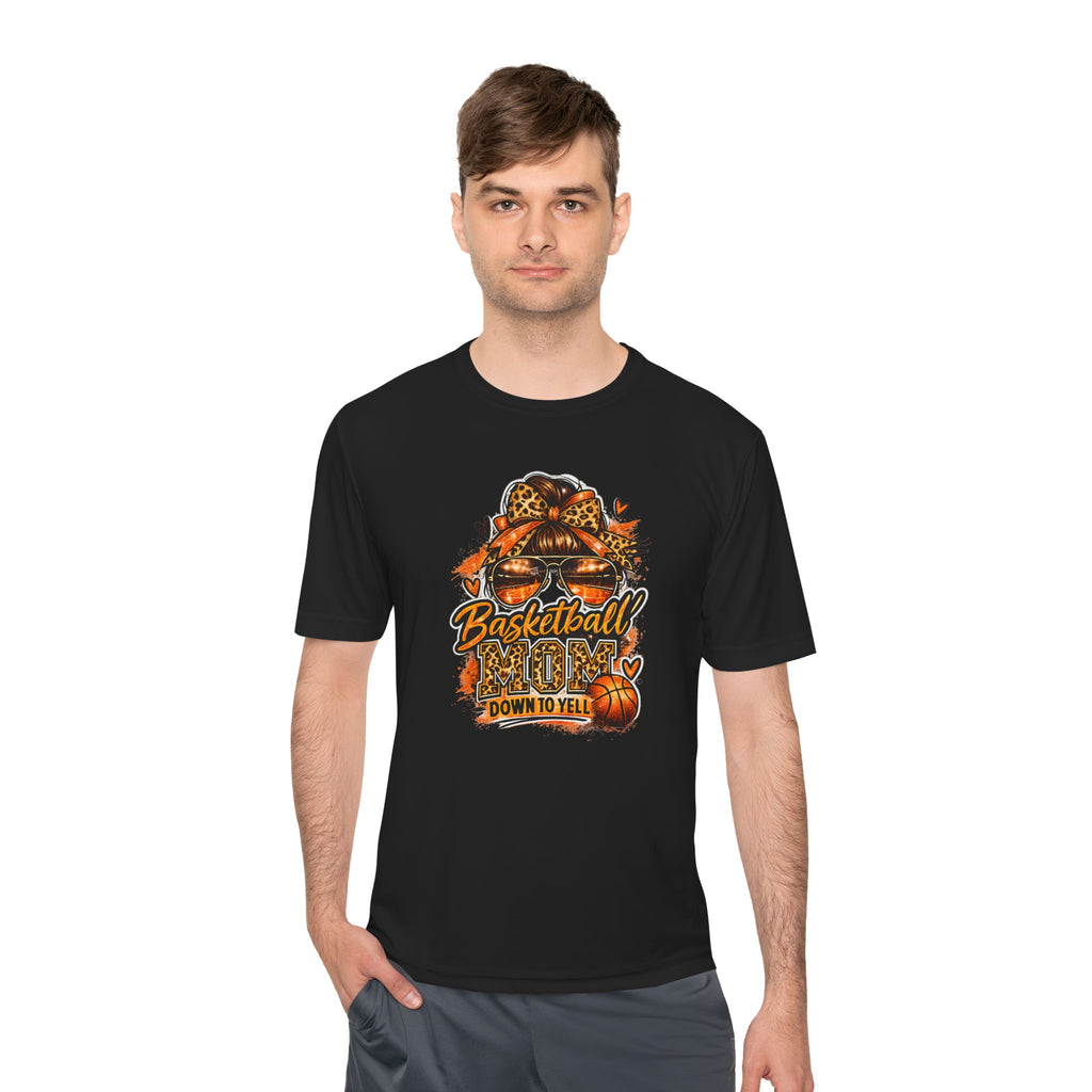 Basketball Mom Fall Tee — "Down to Yell" Pumpkin & Leopard Graphic
