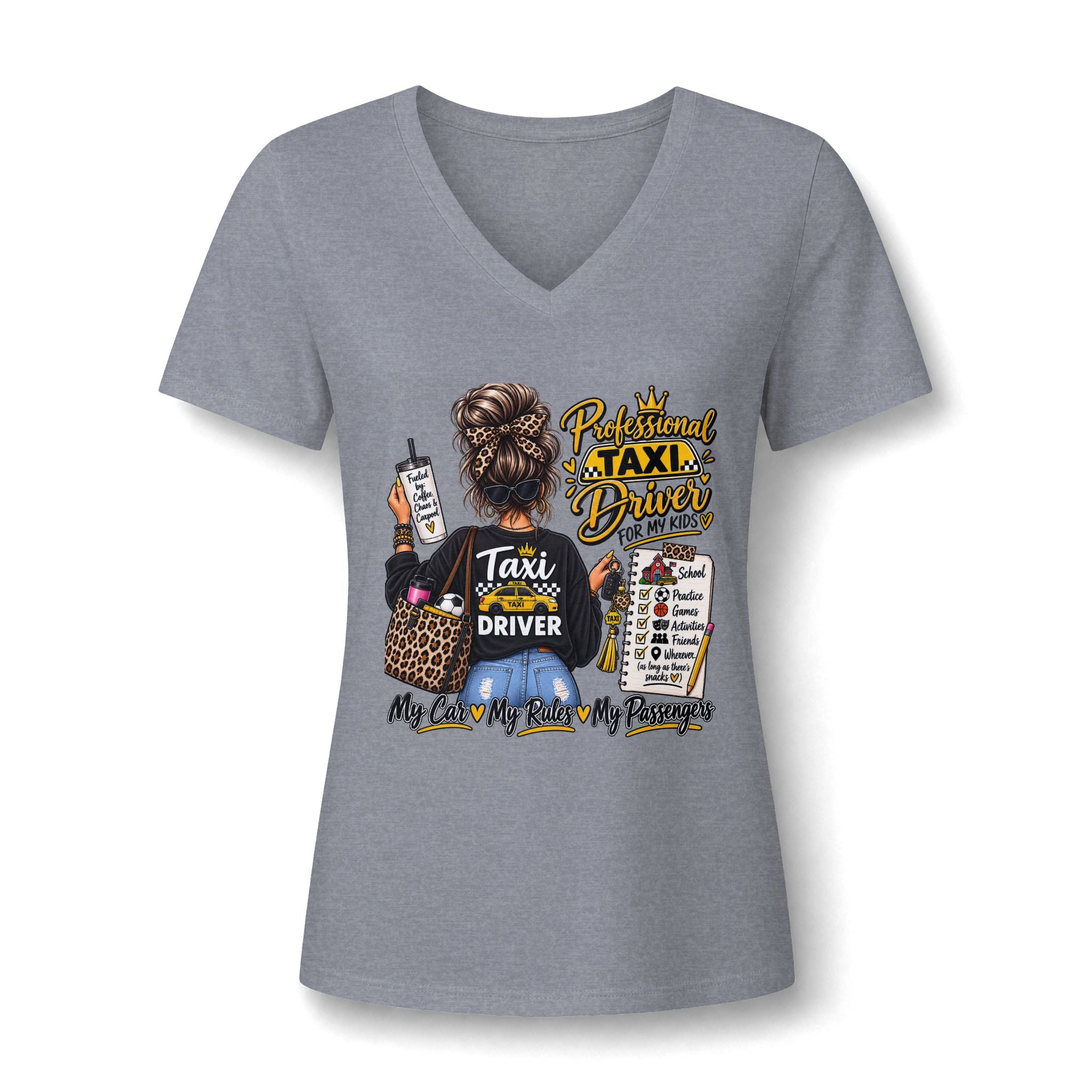 Women's Taxi Driver V-Neck Tee — 'Professional Taxi Driver' Graphic Shirt