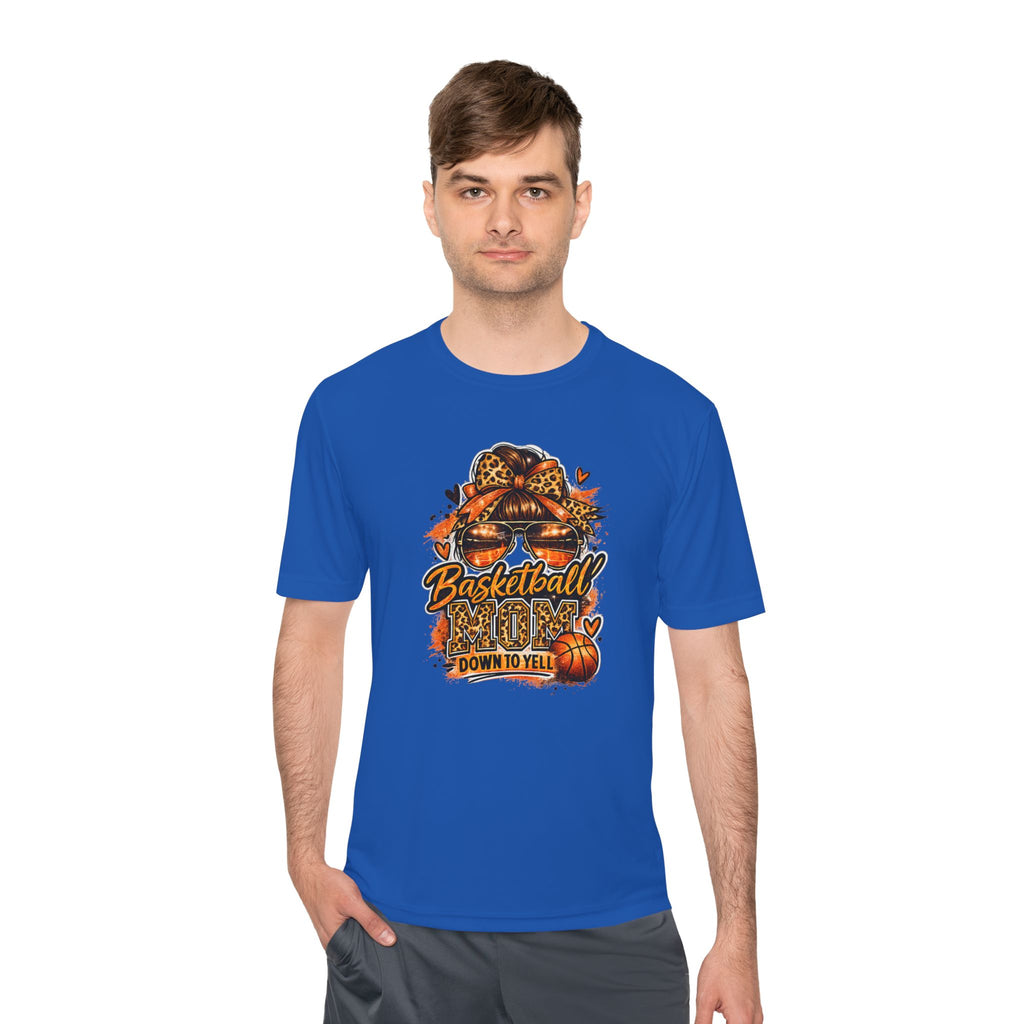 Basketball Mom Fall Tee — "Down to Yell" Pumpkin & Leopard Graphic