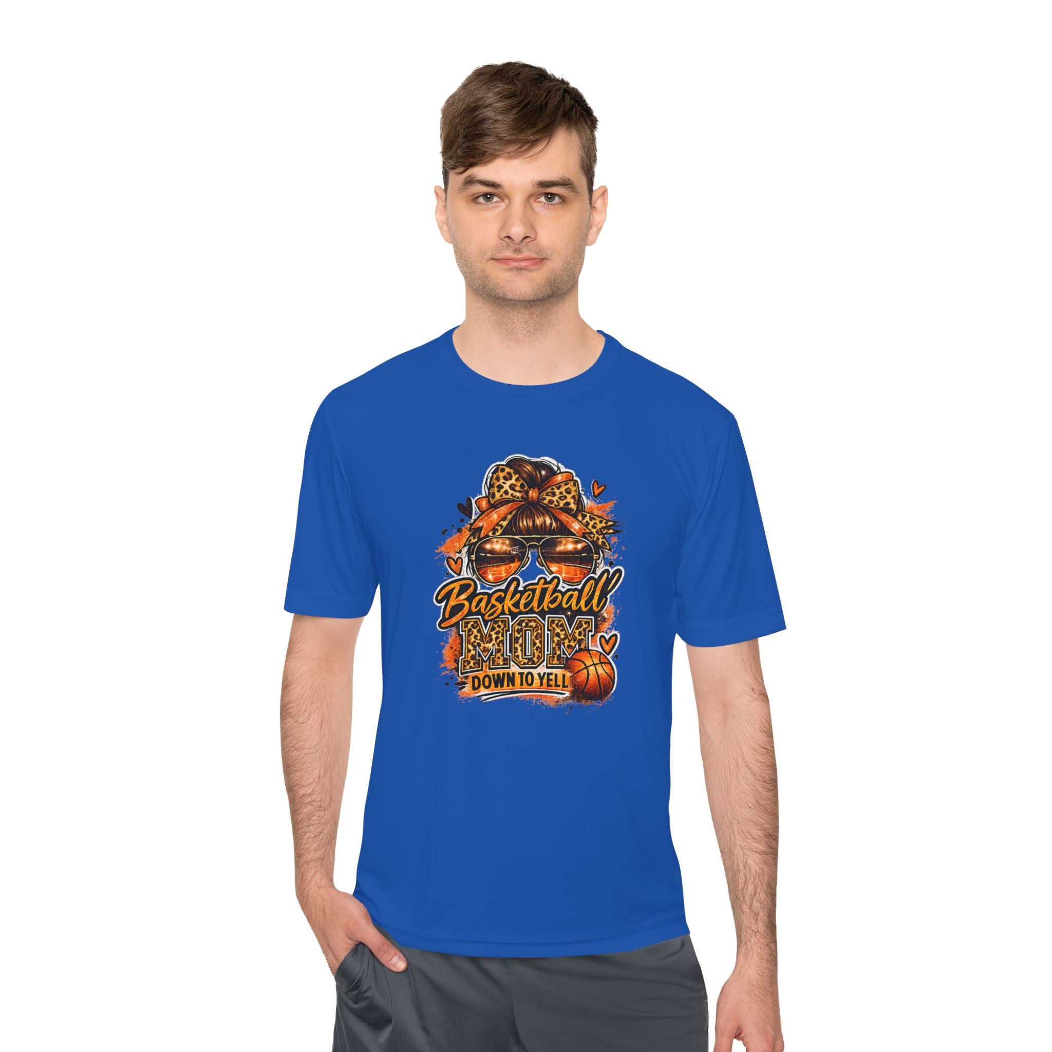Basketball Mom Fall Tee — "Down to Yell" Pumpkin & Leopard Graphic