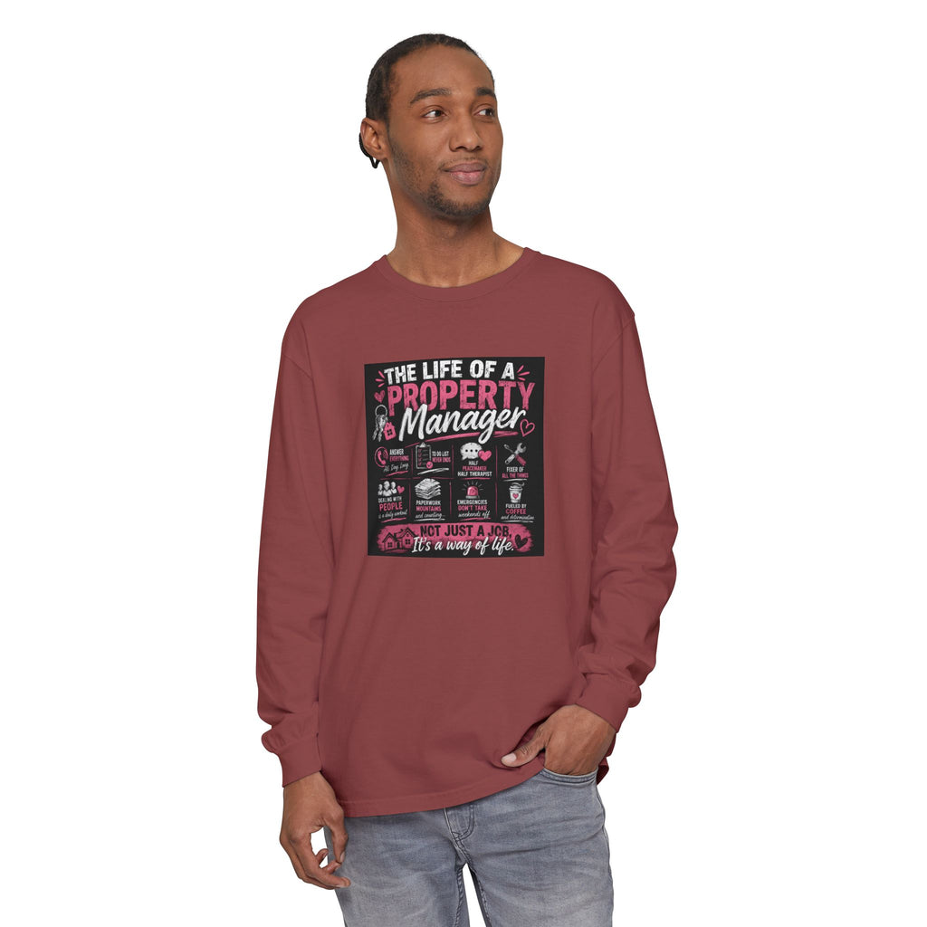 Property Manager Long Sleeve T‑Shirt — “The Life of a Property Manager” Graphic