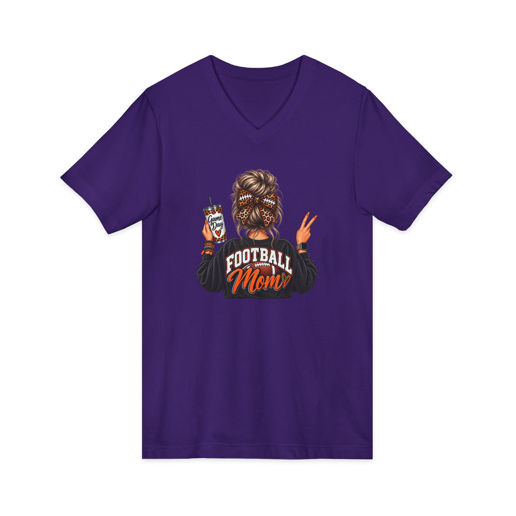 Football Mom V-Neck Tee — Graphic Mom Life Shirt