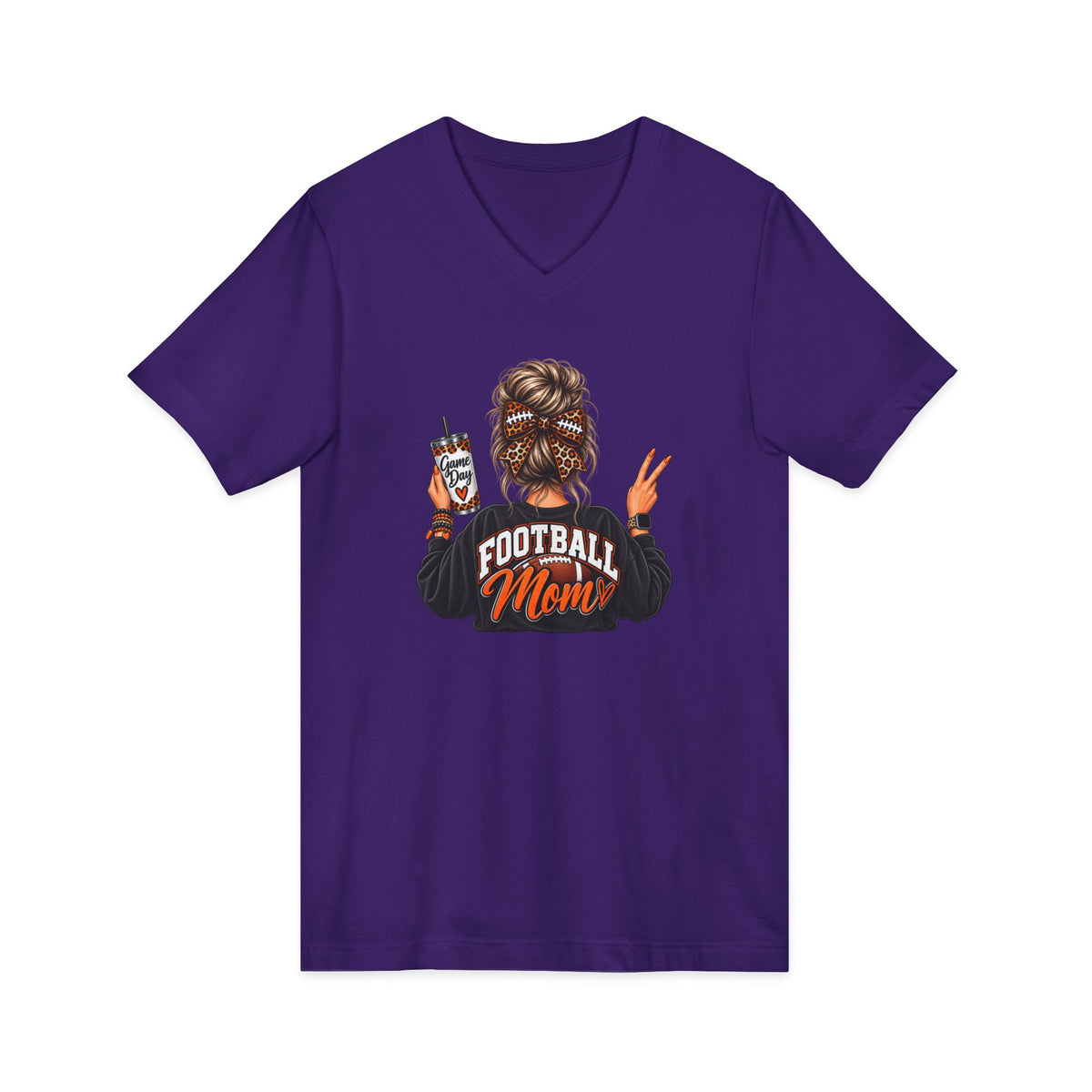 Football Mom V-Neck Tee — Graphic Mom Life Shirt