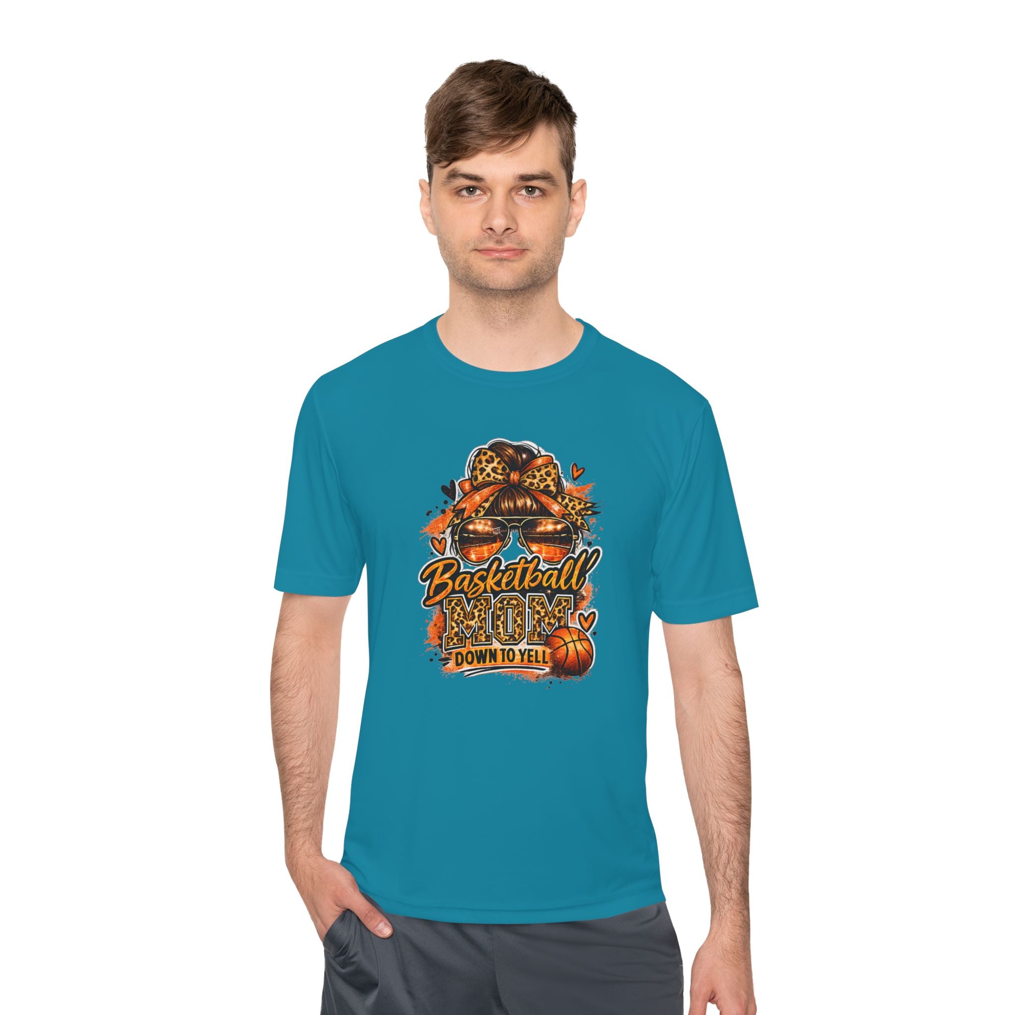 Basketball Mom Fall Tee — "Down to Yell" Pumpkin & Leopard Graphic